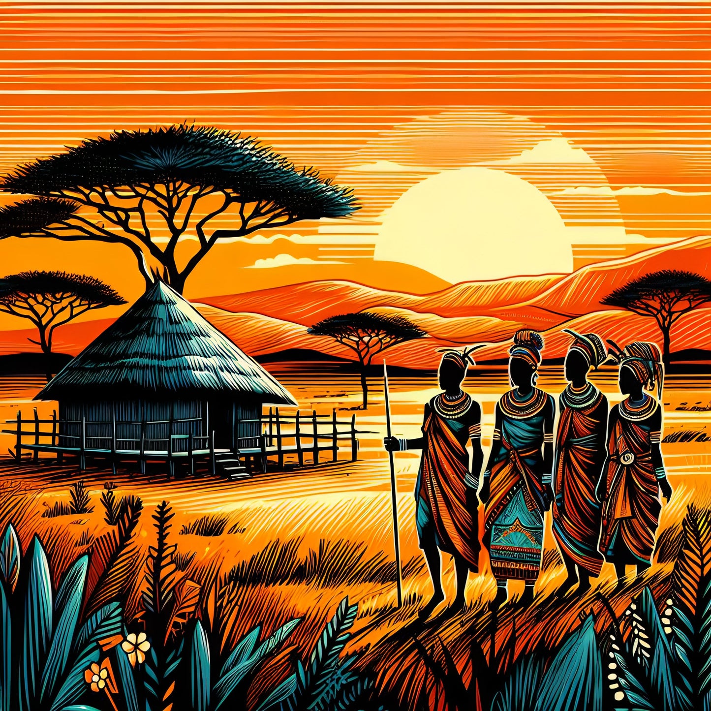 African Tribe - Decoupage Paper for Furniture - Rice Paper Decoupage - Large Decoupage Paper - Sun