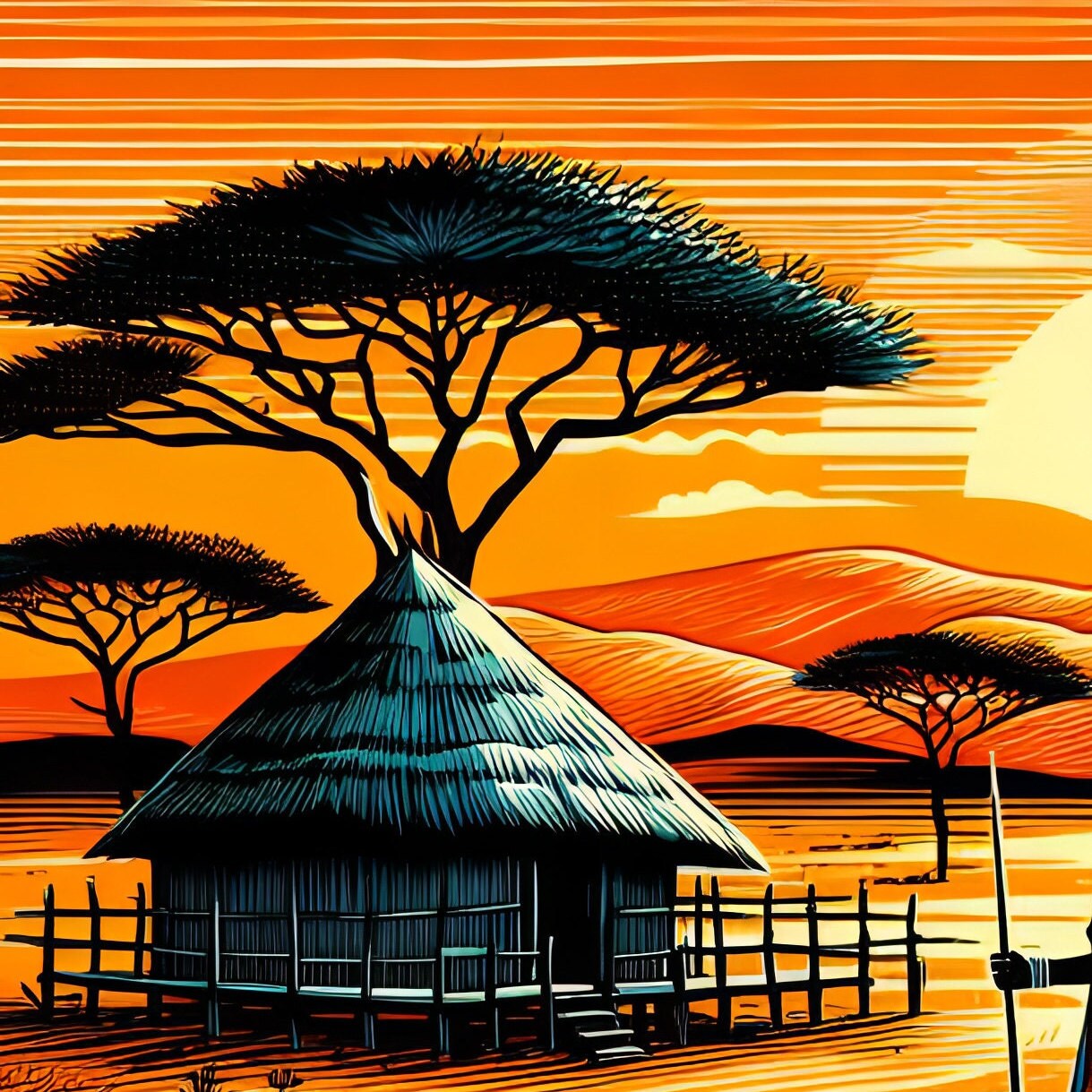 African Tribe - Decoupage Paper for Furniture - Rice Paper Decoupage - Large Decoupage Paper - Sun