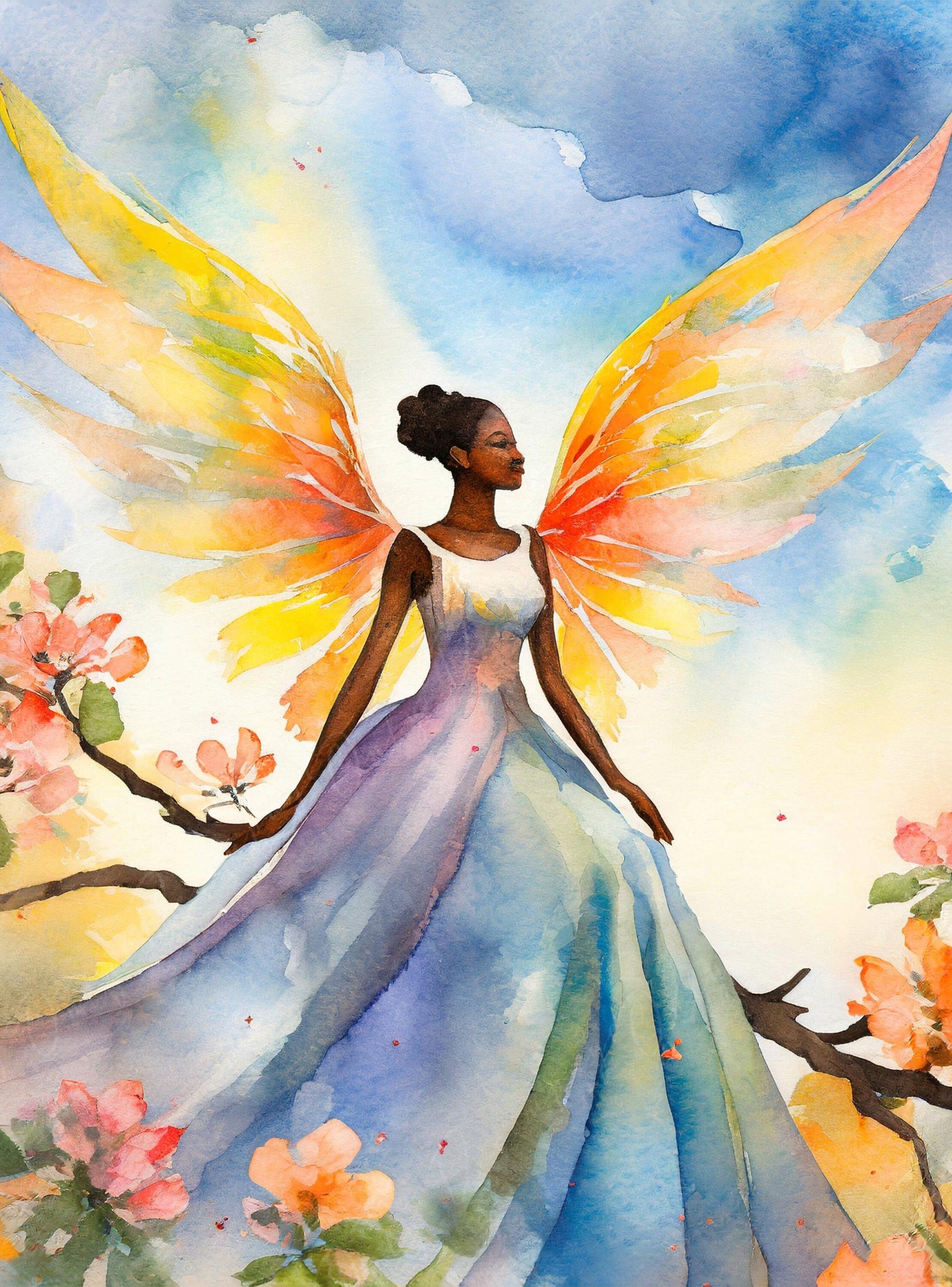 Decoupage Paper for Furniture - Rice Paper for Decoupage - Fairy - Angel - Floral Decoupage Paper - Watercolor