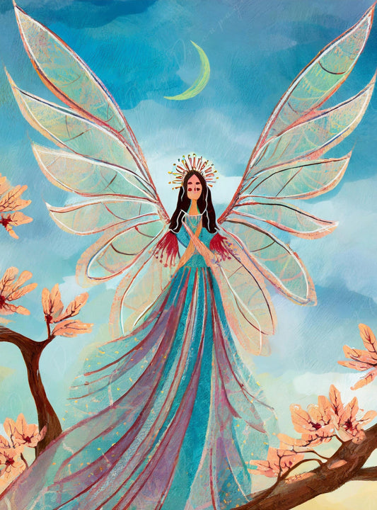 Moon Fairy - Decoupage Paper for Furniture - Rice Paper for Decoupage - Floral Decoupage Paper - Watercolor
