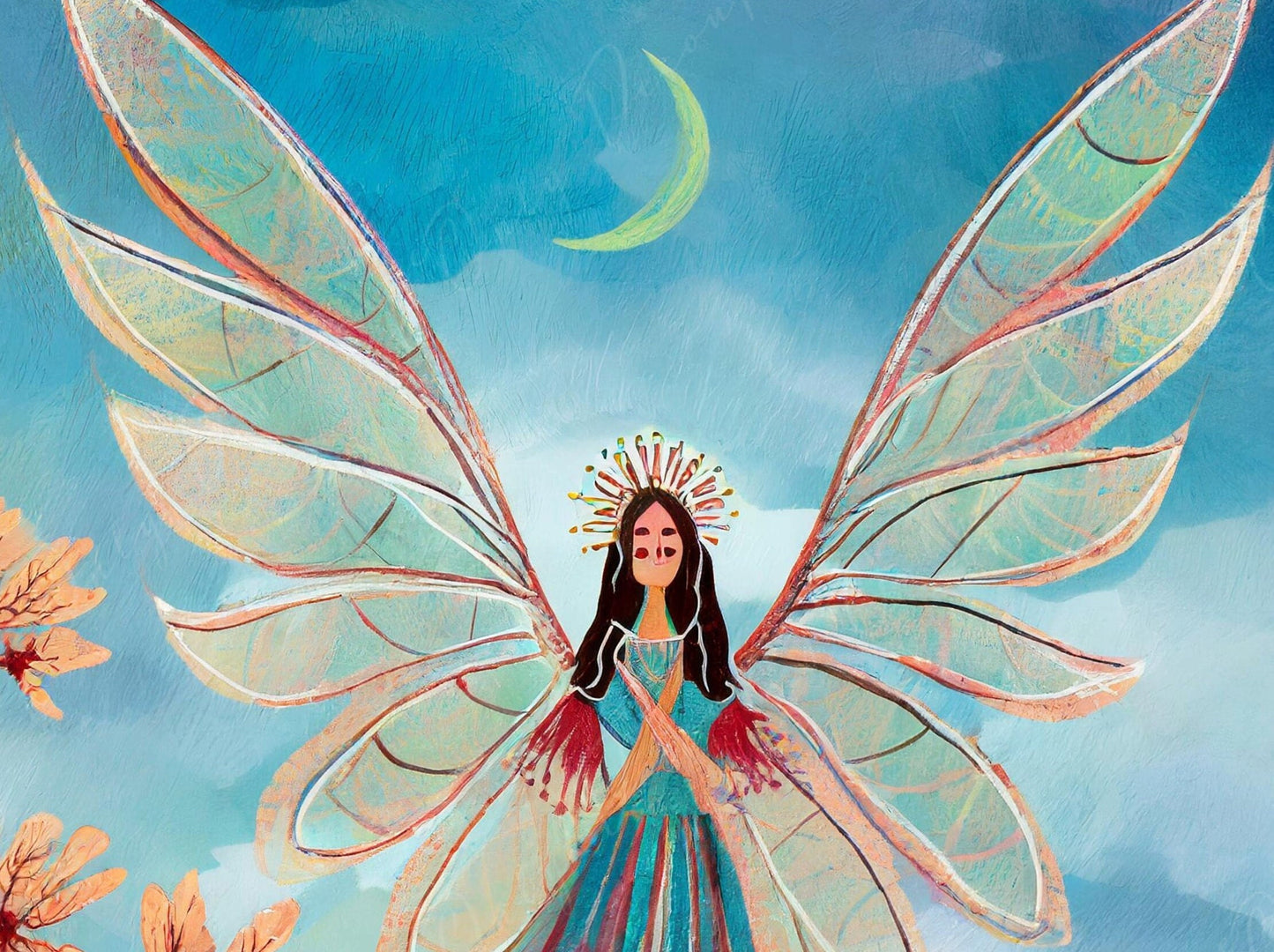 Moon Fairy - Decoupage Paper for Furniture - Rice Paper for Decoupage - Floral Decoupage Paper - Watercolor