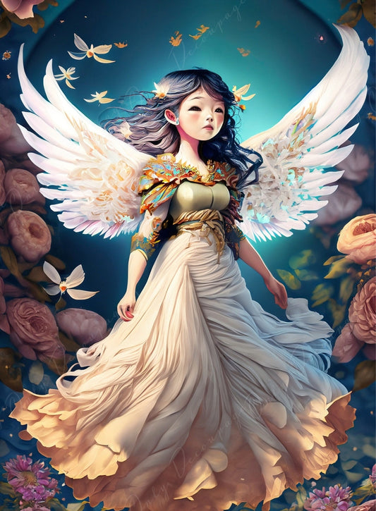 Decoupage Paper for Furniture - Rice Paper for Decoupage - Angel Girl with Wing - Floral Decoupage Paper
