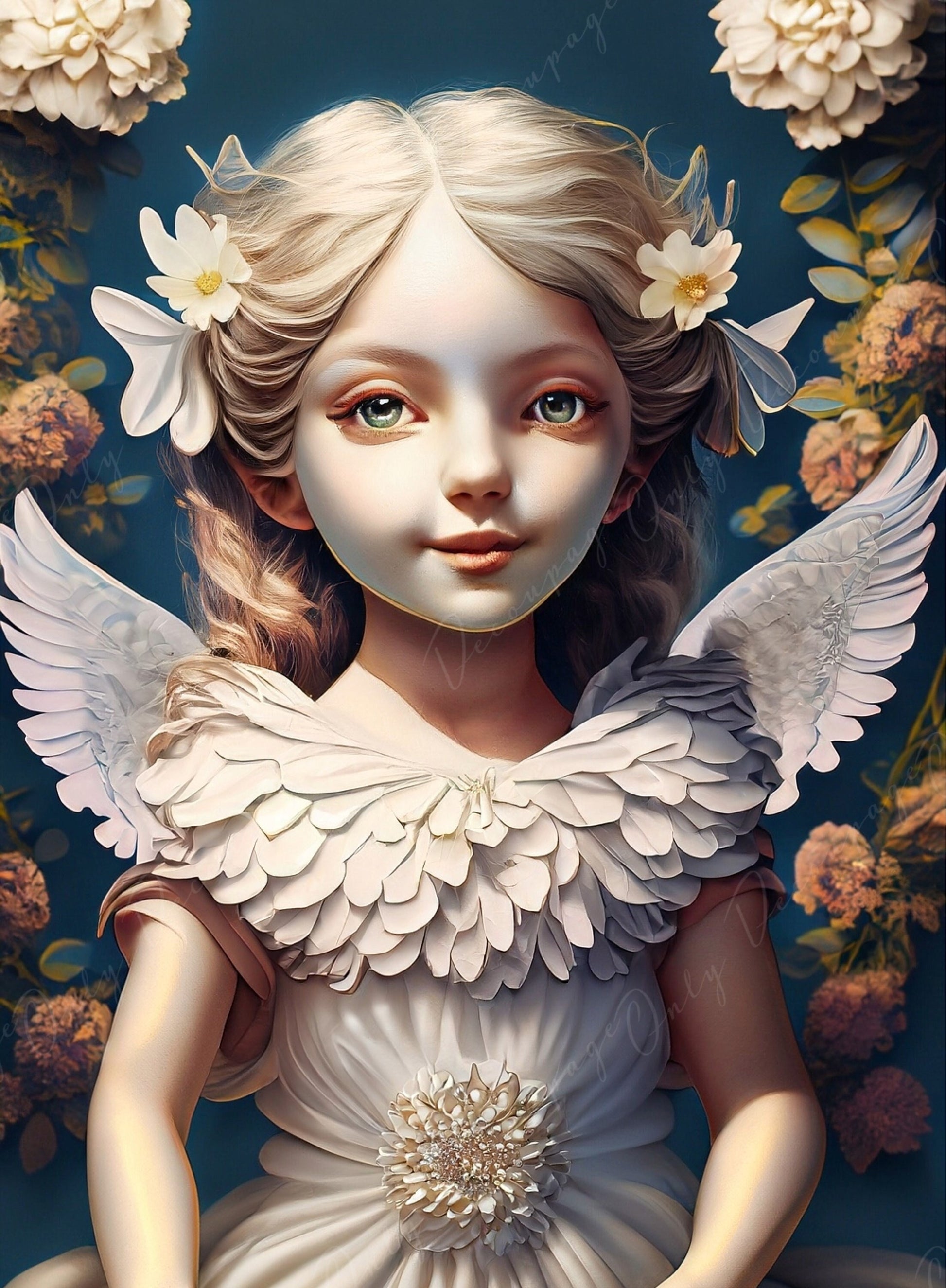 Decoupage Paper for Furniture - Rice Paper for Decoupage - Angel Little Girl - Floral Decoupage Paper