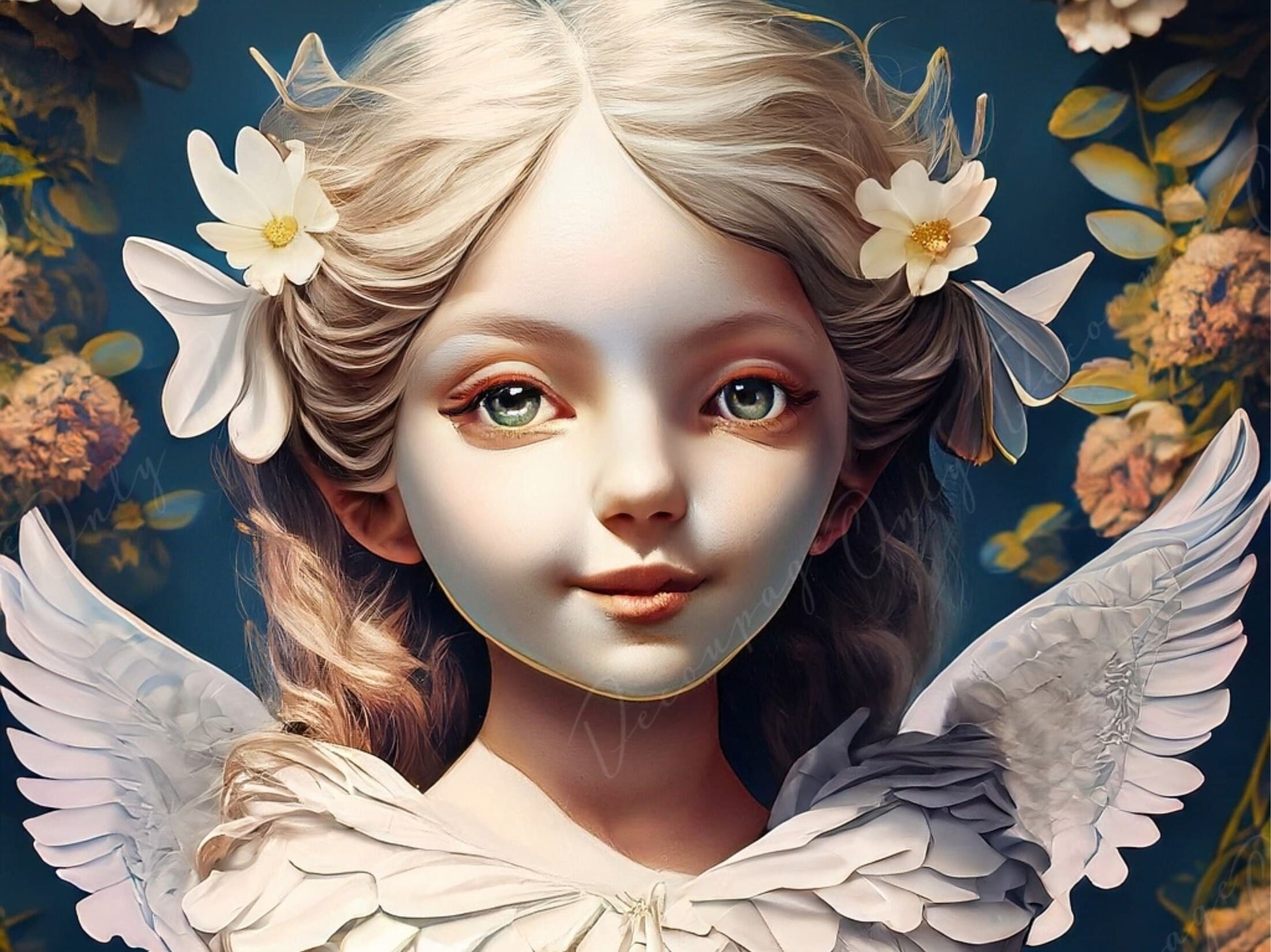 Decoupage Paper for Furniture - Rice Paper for Decoupage - Angel Little Girl - Floral Decoupage Paper