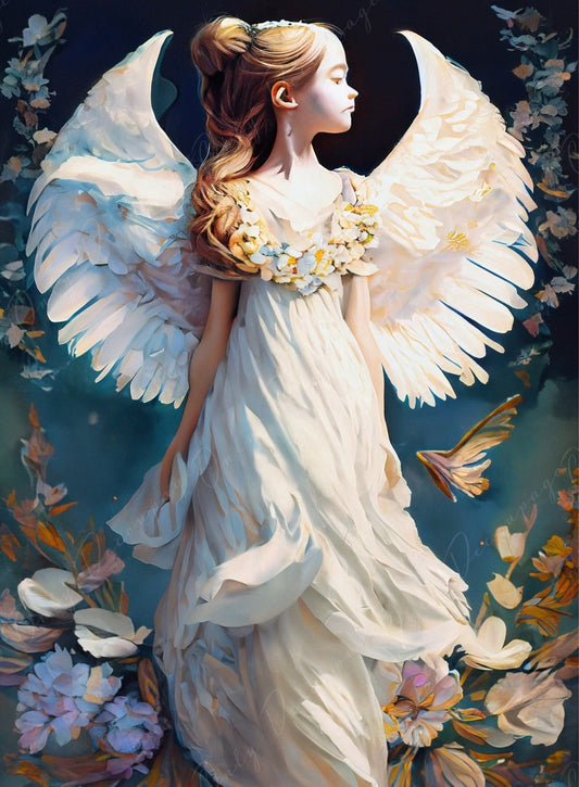 White Angel - Decoupage Paper for Furniture - Rice Paper for Decoupage - Floral Decoupage Paper