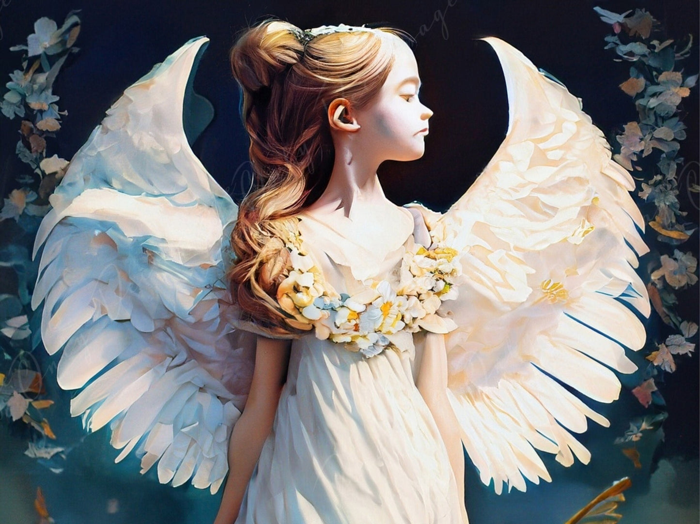 White Angel - Decoupage Paper for Furniture - Rice Paper for Decoupage - Floral Decoupage Paper