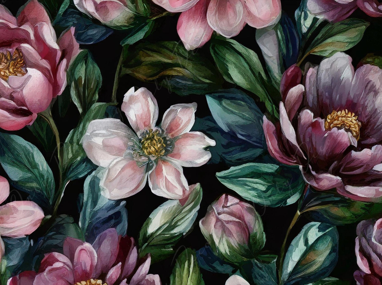 Decoupage Paper Floral - Rice Paper for Furniture - Dark Background - Spring Flowers