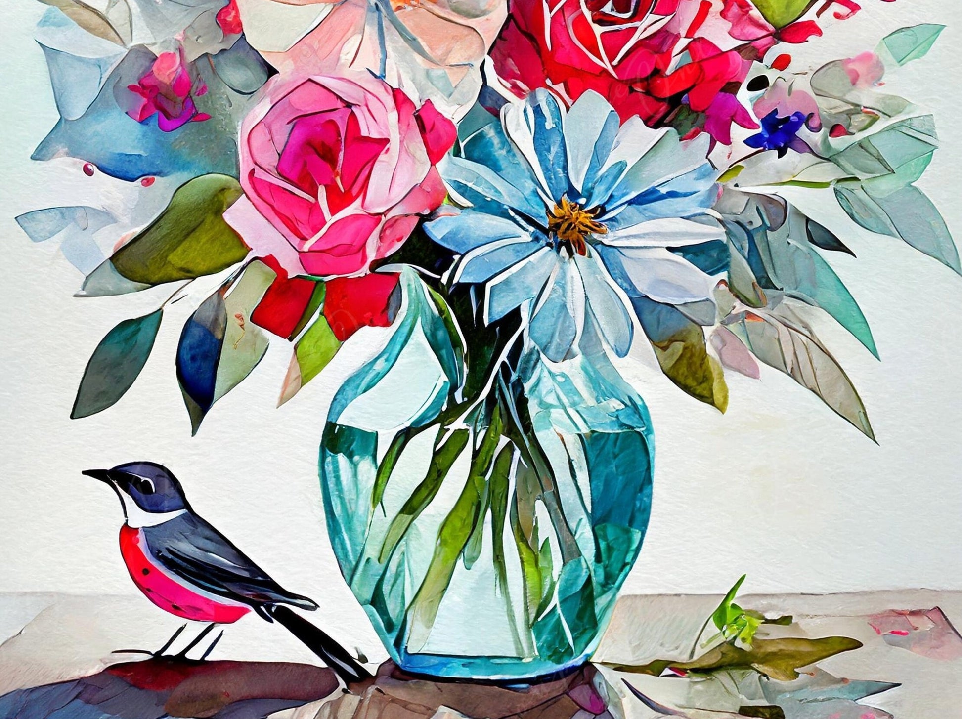 Decoupage Paper Floral - Rice Paper for Furniture - Bird - Spring Flowers