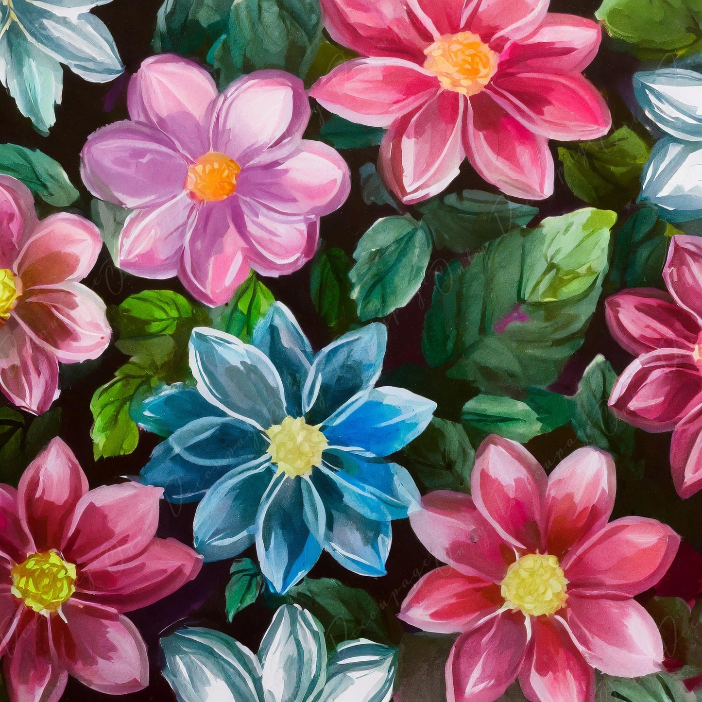colorful flowers decoupage paper