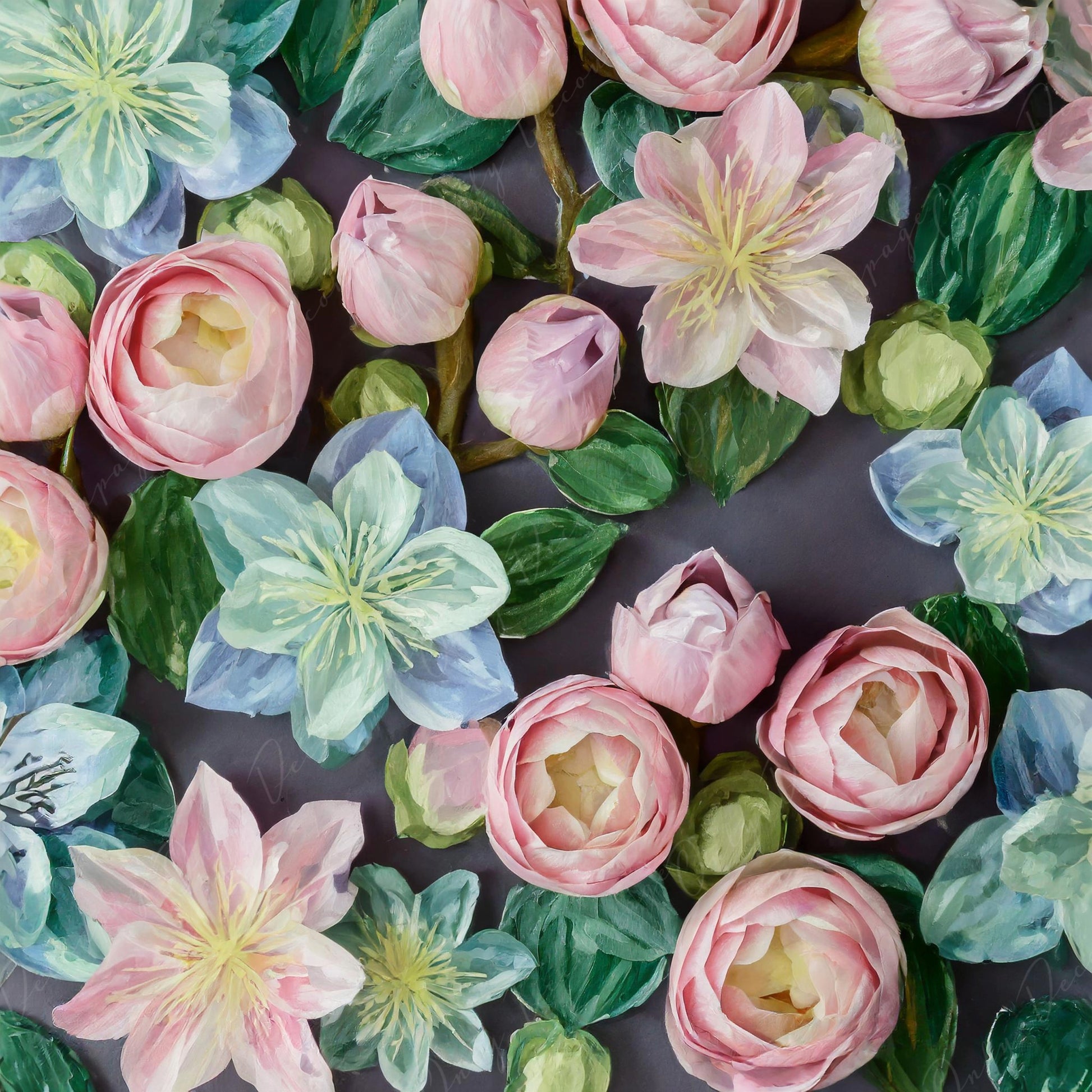 pastel colors flowers decoupage paper