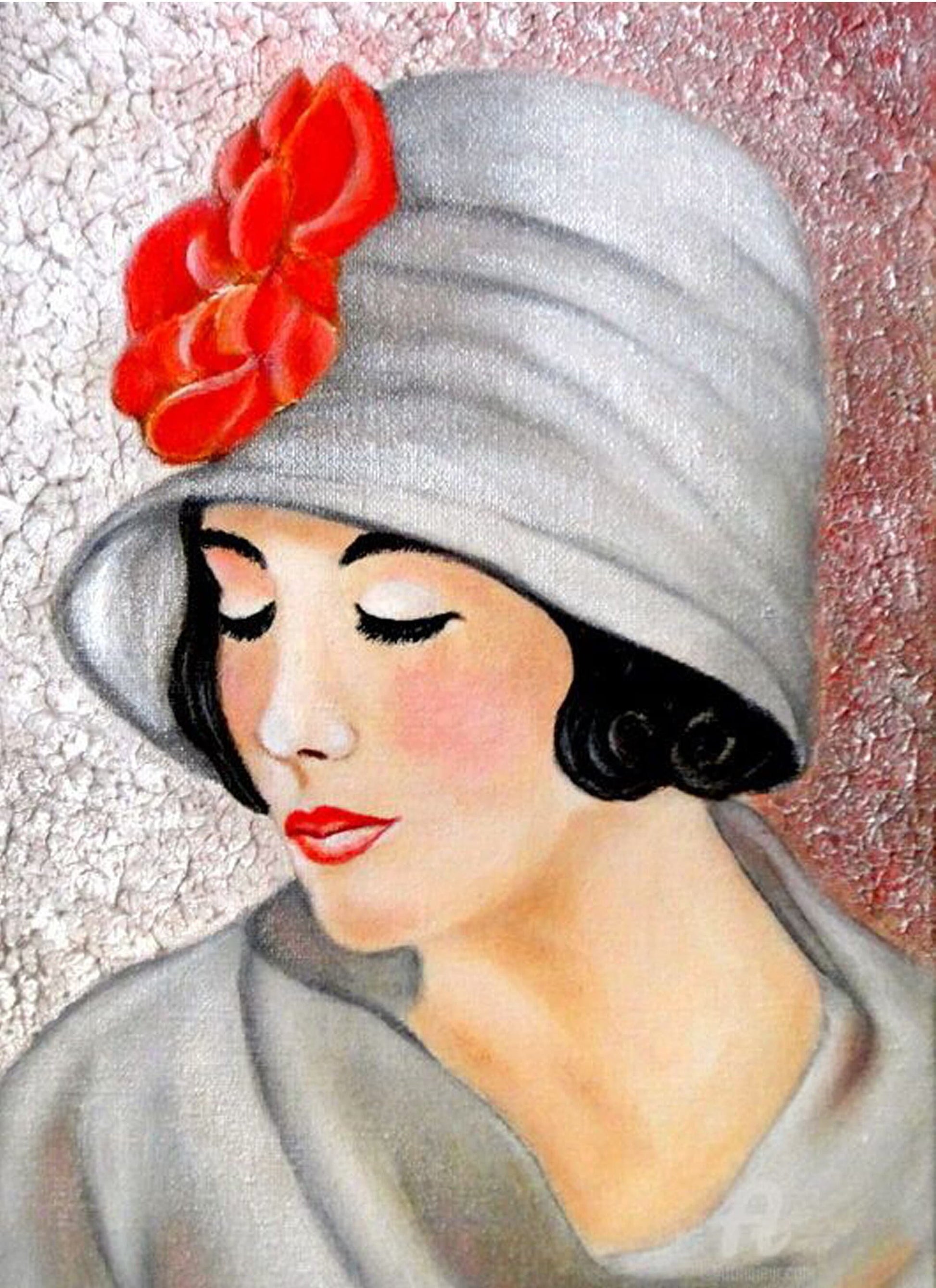 Decoupage Paper - Decoupage for Furniture - Large Size Rice Paper - Woman with Hat