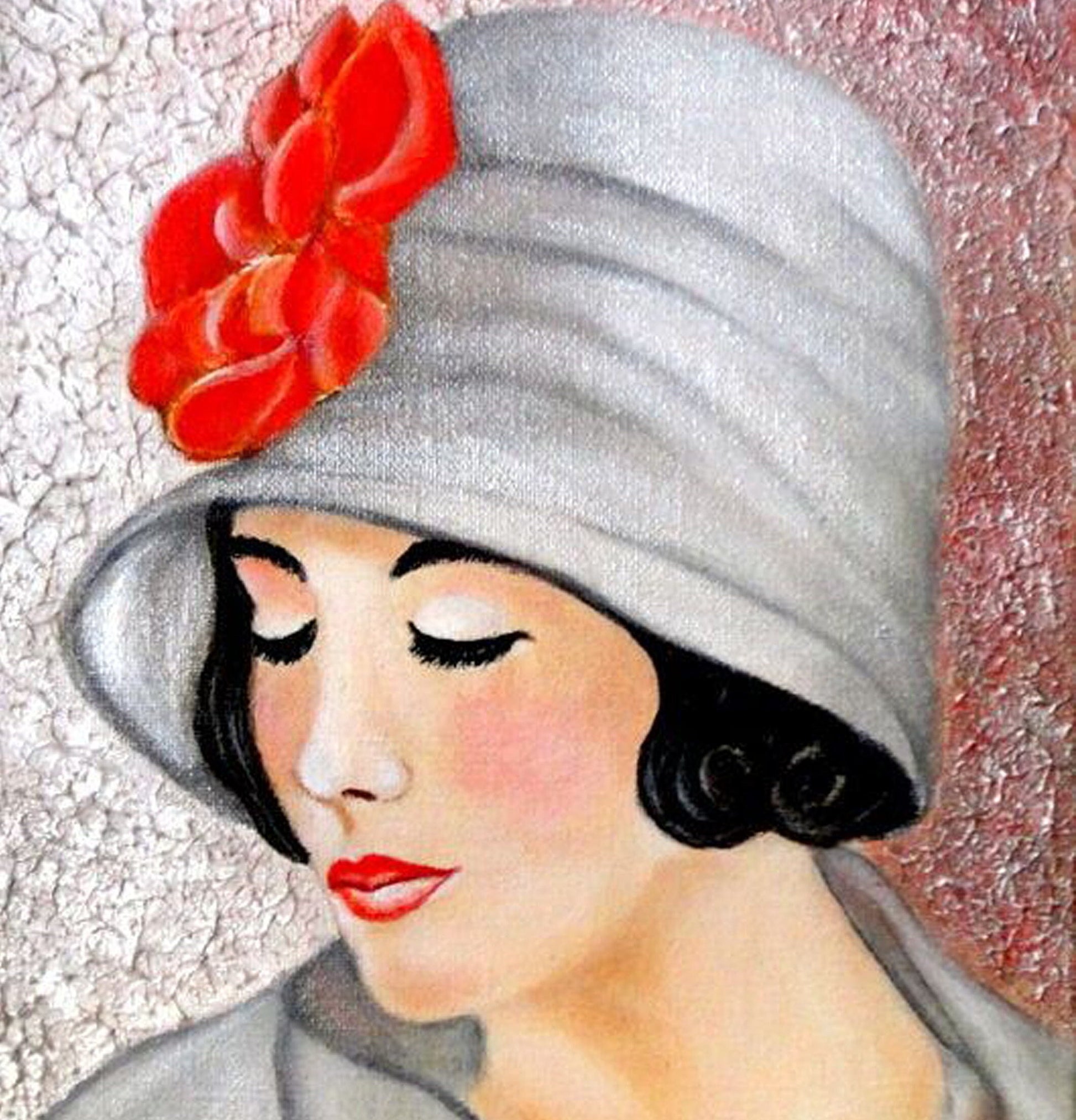 Decoupage Paper - Decoupage for Furniture - Large Size Rice Paper - Woman with Hat