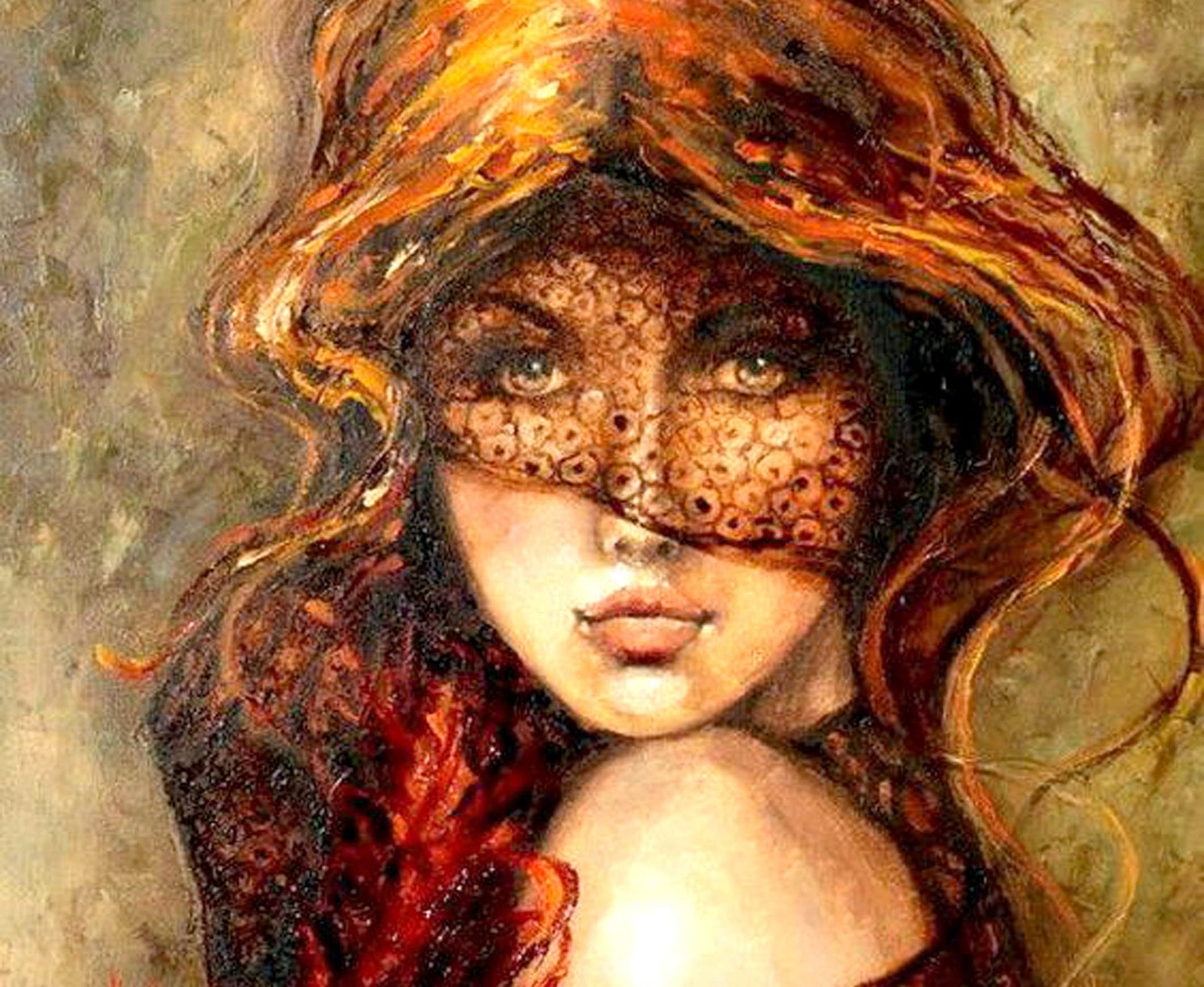 Large Decoupage Rice Paper - Woman with Red Hair