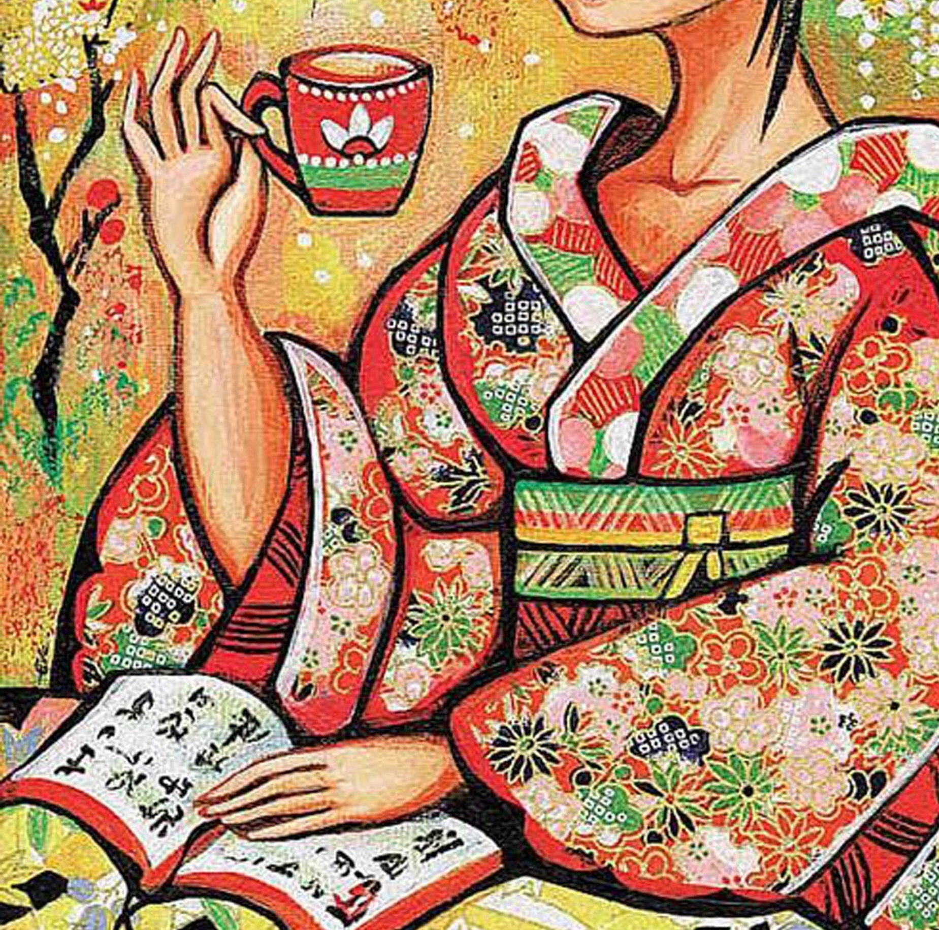 Decoupage Paper - Decoupage for Furniture - Large Size Rice Paper - Colorful Geisha