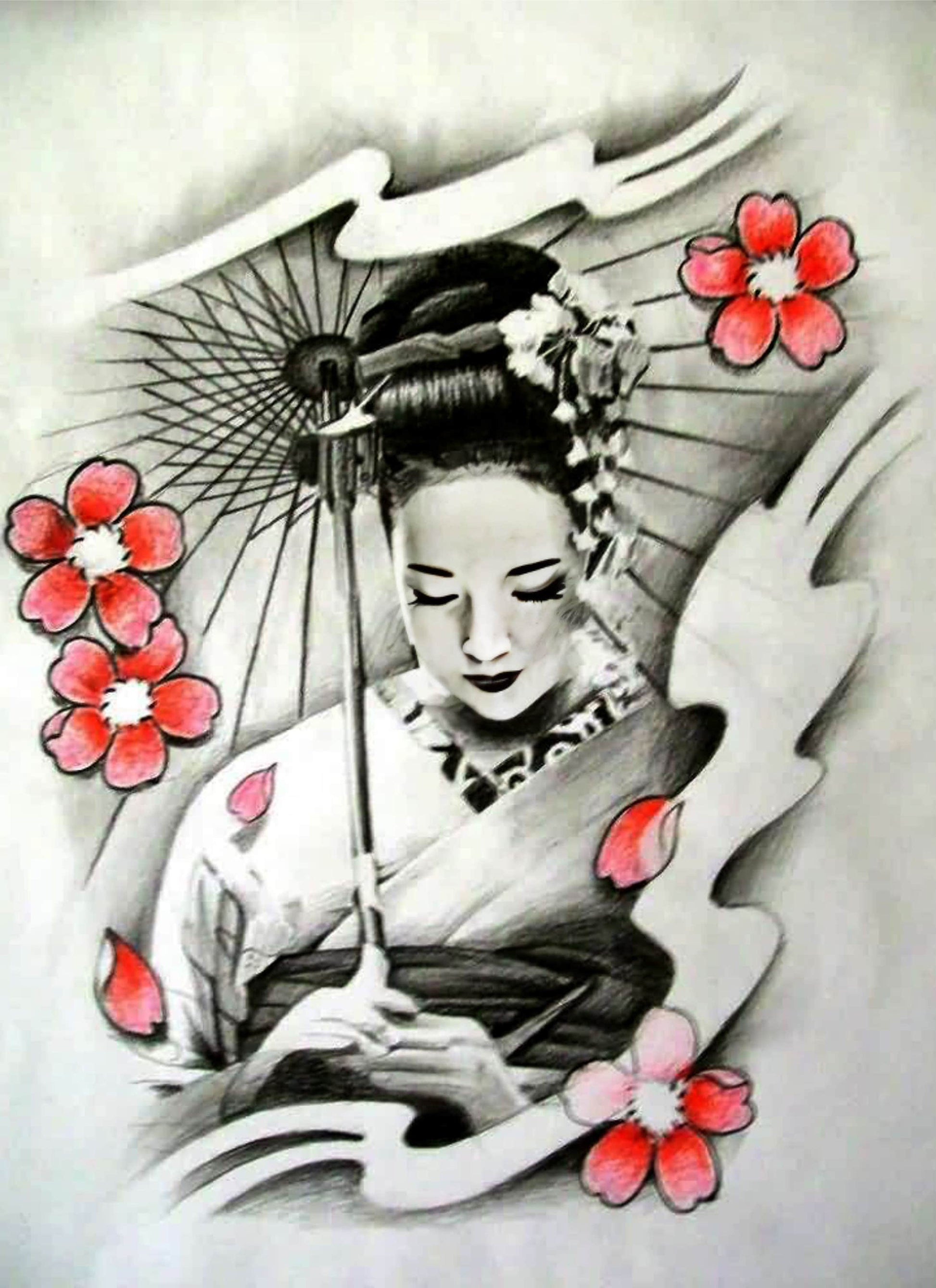 Decoupage Paper - Decoupage for Furniture - Large Size Rice Paper - Black White Geisha