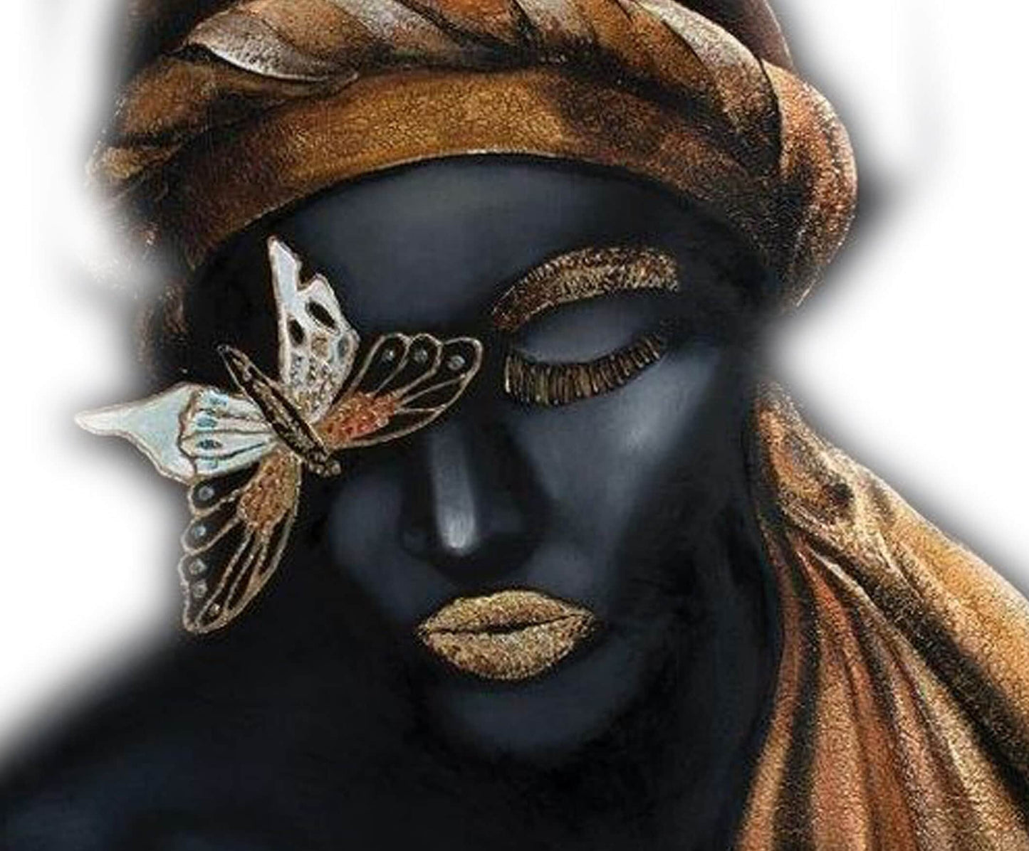 Decoupage Paper - Decoupage for Furniture - Large Size Rice Paper - Beautiful Woman Golden Lips Butterfly