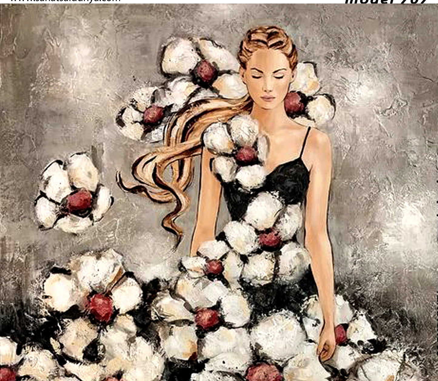Decoupage Paper - Decoupage for Furniture - Large Size Rice Paper - Beautiful Woman Floral Hair Daisy