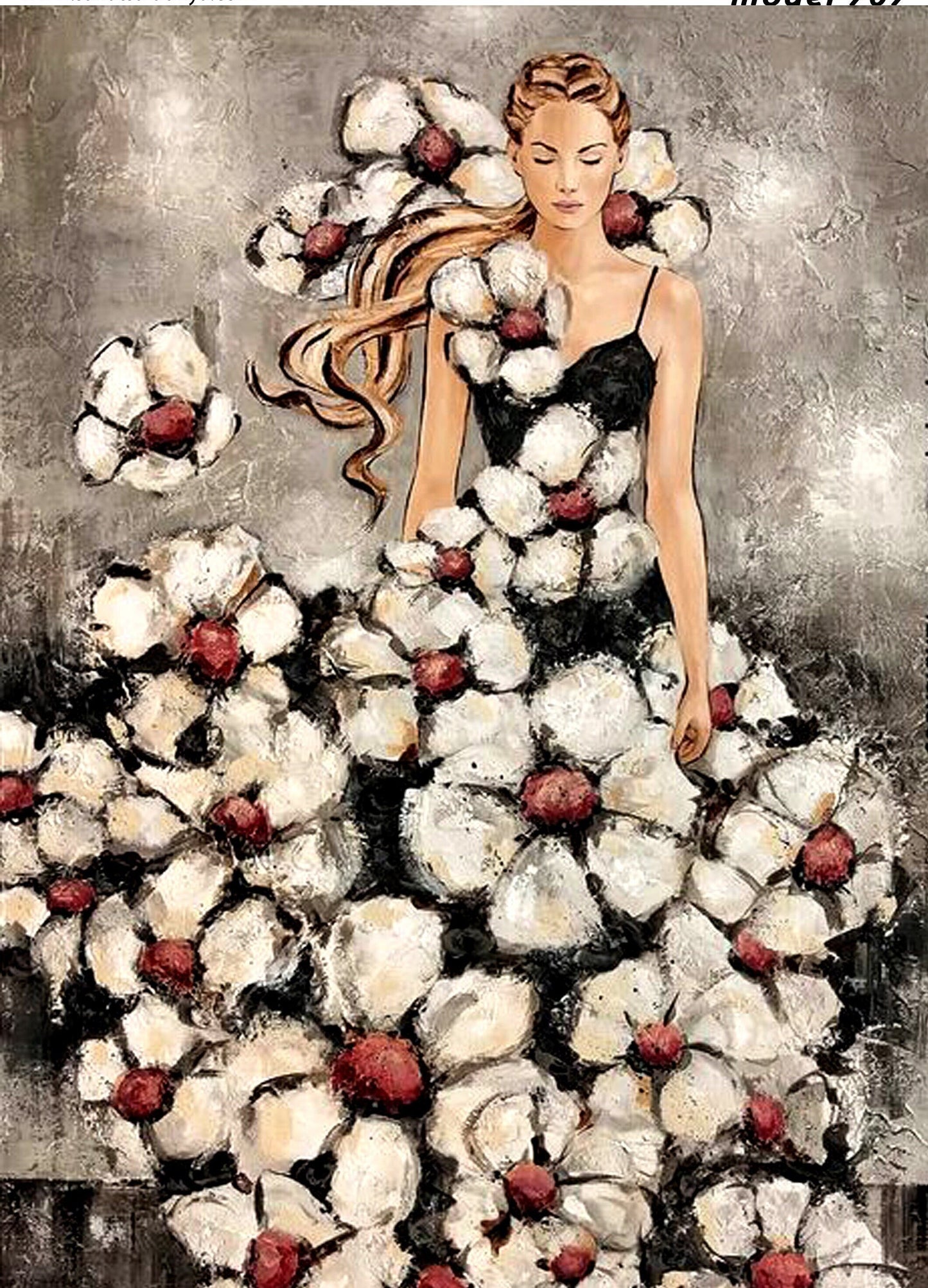 Decoupage Paper - Decoupage for Furniture - Large Size Rice Paper - Beautiful Woman Floral Hair Daisy
