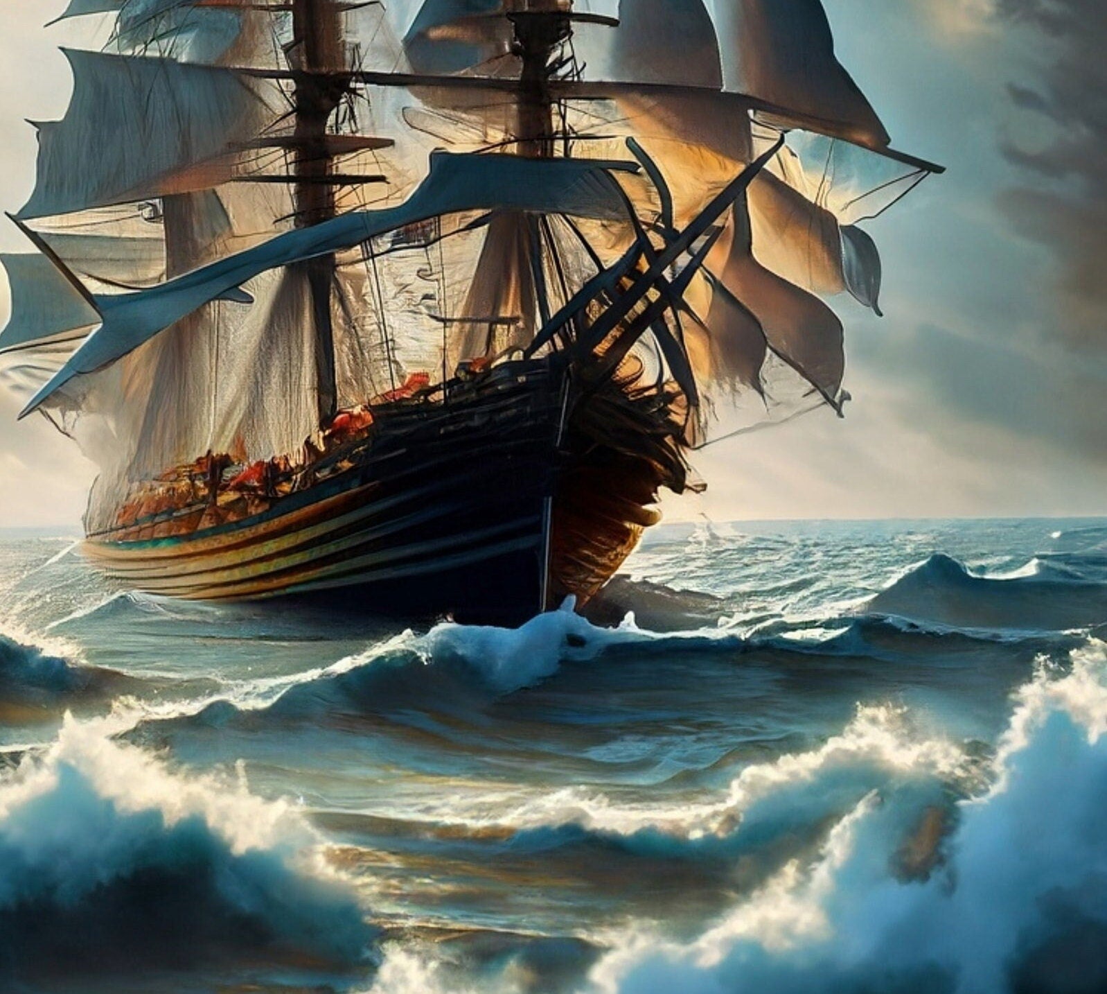 Sailing Ships - Furniture Decoupage Paper - Large Rice Paper - Decoupage Rice Paper - Ocean Waves