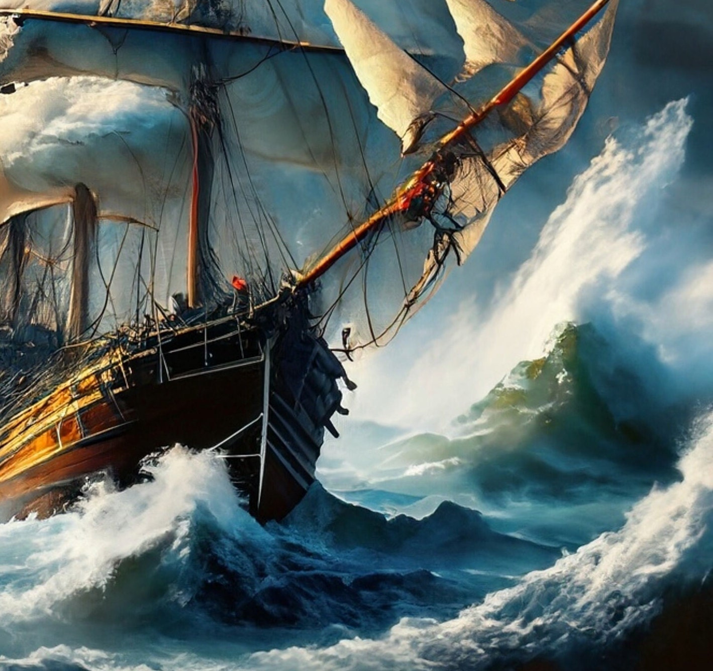 Sailing Ships - Furniture Decoupage Paper - Large Rice Paper - Decoupage Rice Paper - Ocean Waves