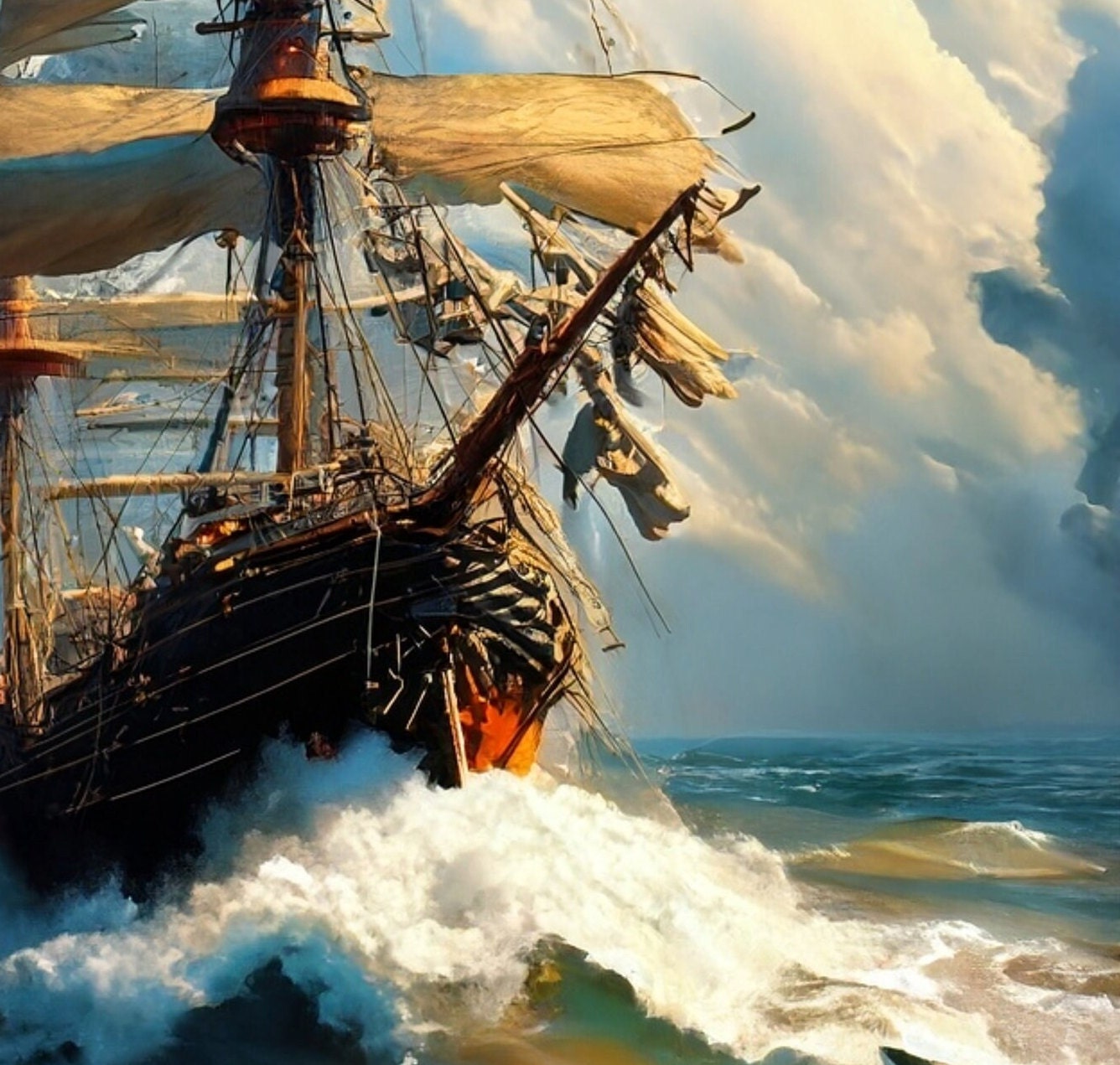 Sailing Ships - Furniture Decoupage Paper - Large Rice Paper - Decoupage Rice Paper - Ocean Waves