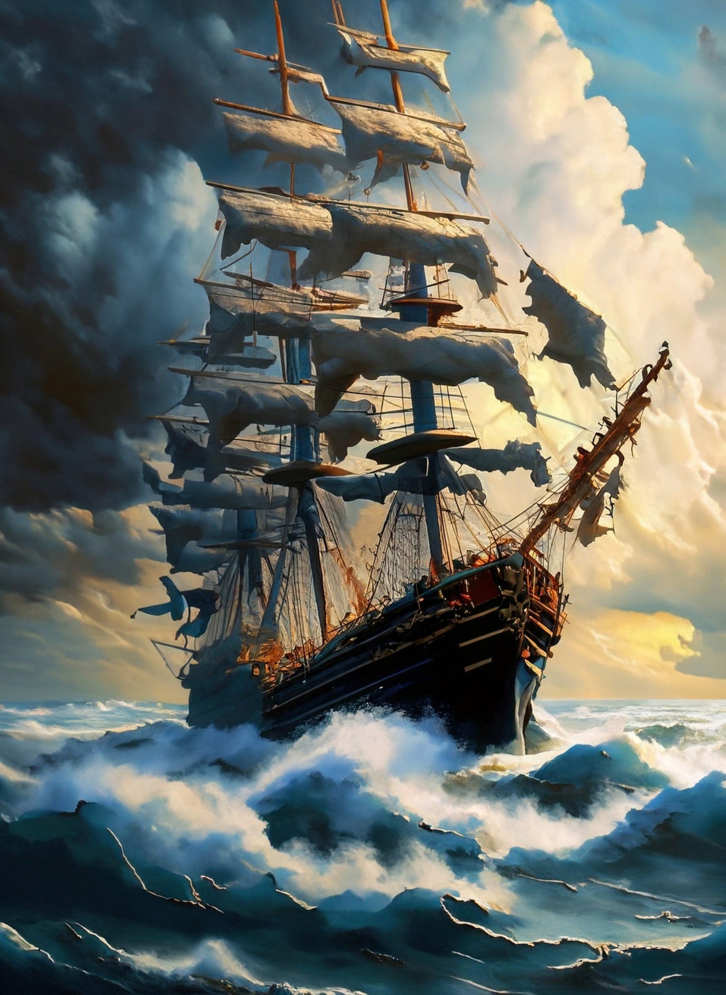Sailing Ships - Furniture Decoupage Paper - Large Rice Paper - Decoupage Rice Paper - Ocean Waves