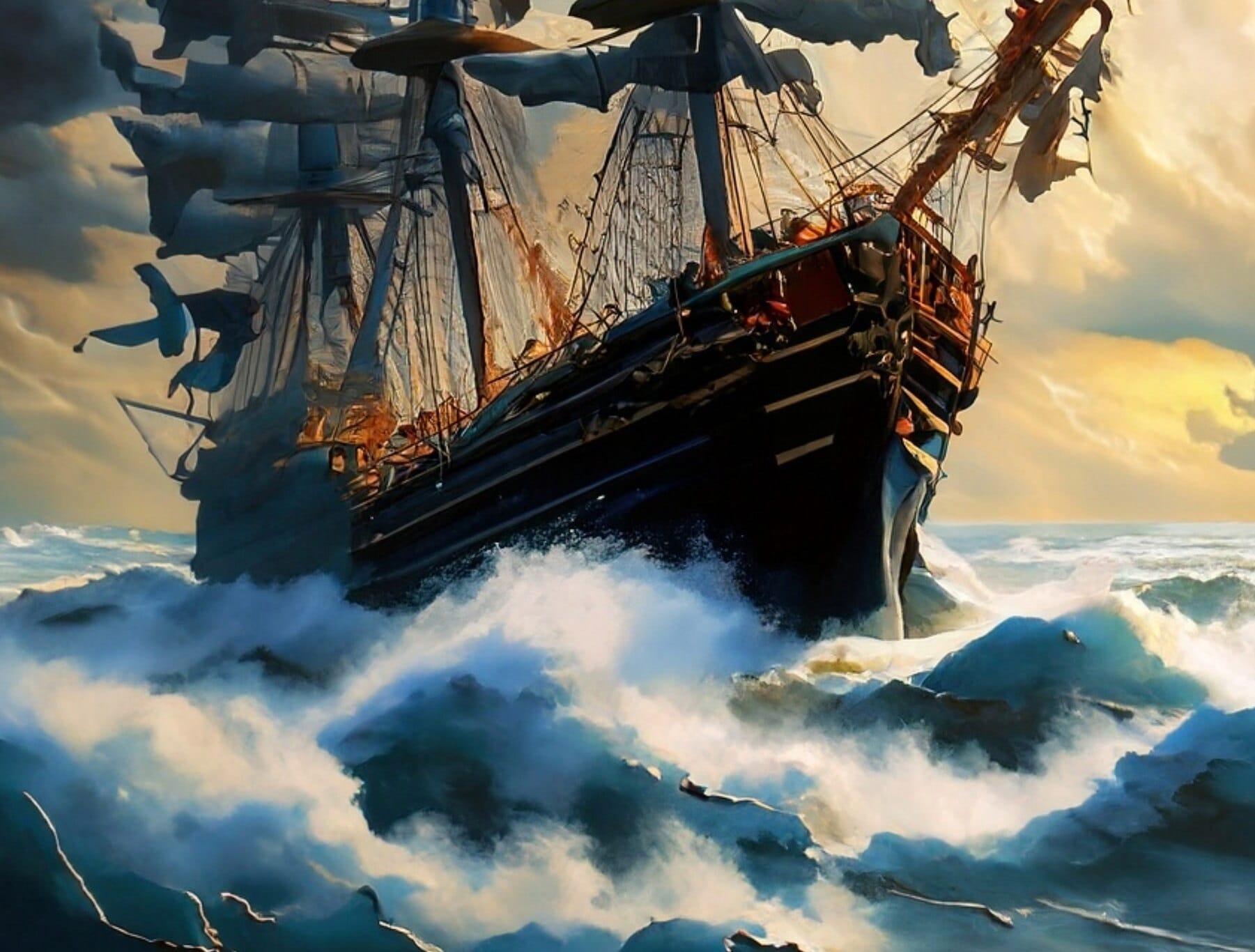 Sailing Ships - Furniture Decoupage Paper - Large Rice Paper - Decoupage Rice Paper - Ocean Waves