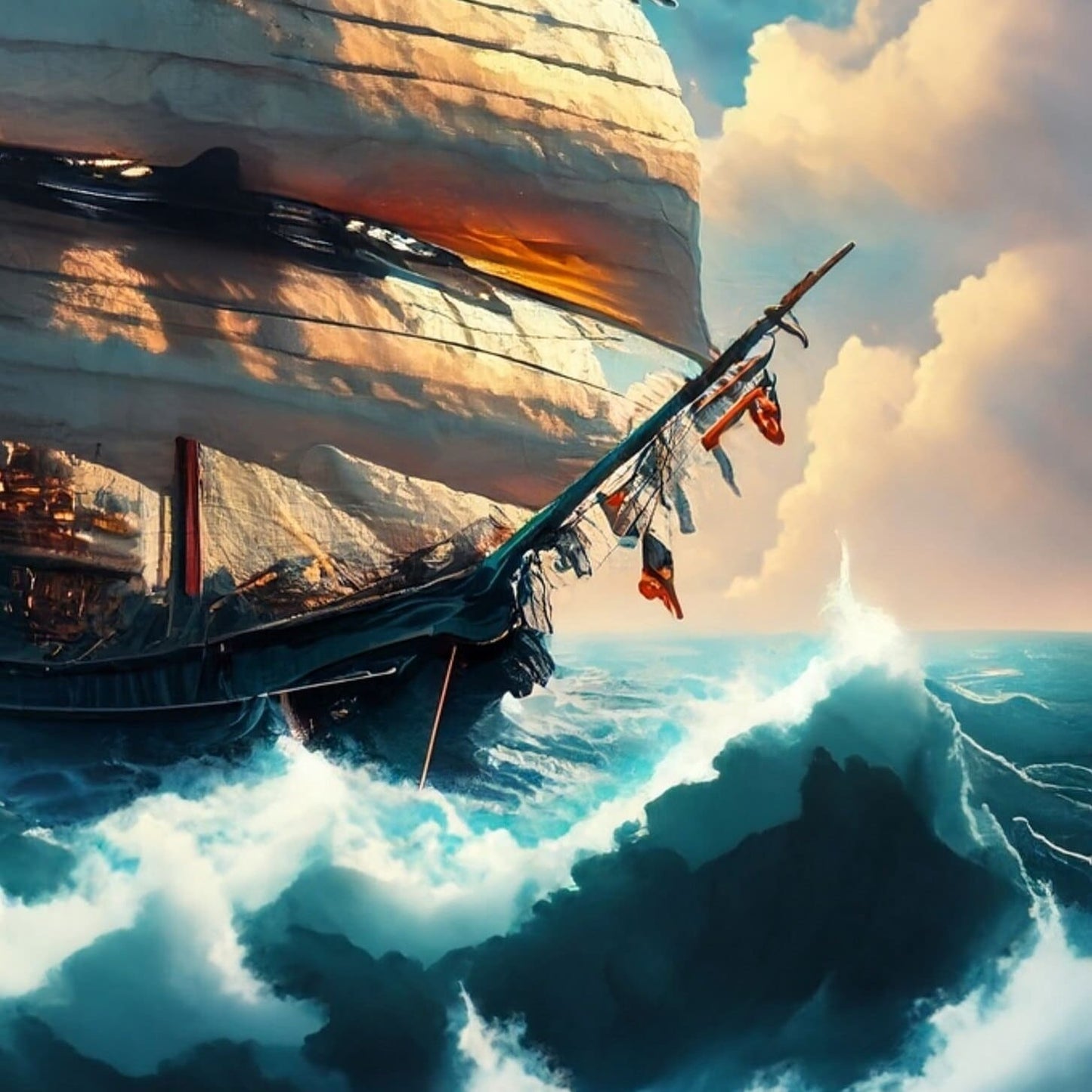 Sailing Ships - Furniture Decoupage Paper - Large Rice Paper - Decoupage Rice Paper - Ocean Waves