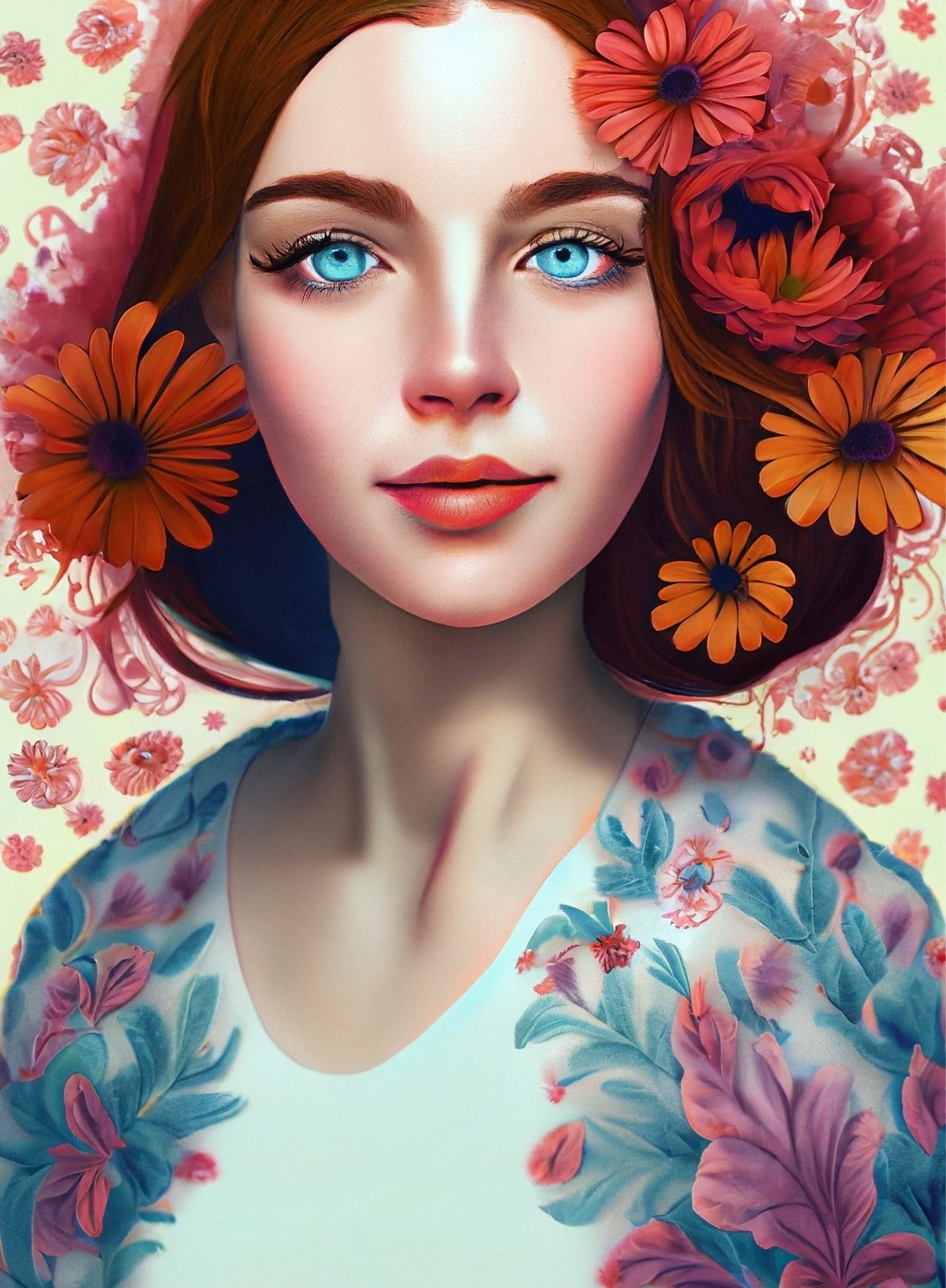 Floral Woman Portrait Decoupage Paper – Large Rice Paper for Furniture