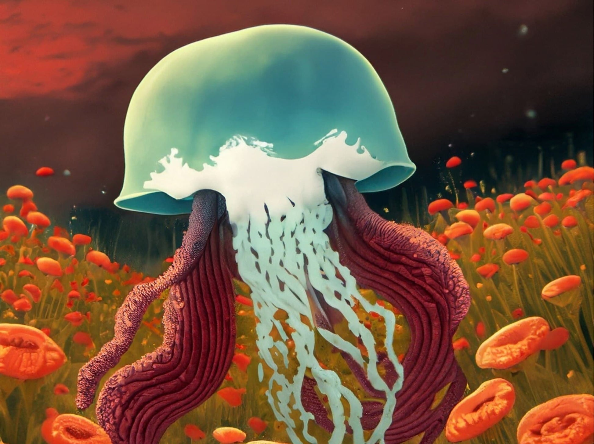 Large Decoupage Paper for Furniture - Rice Paper for Decoupage - Medusae - Decoupage Paper - White Jellyfish