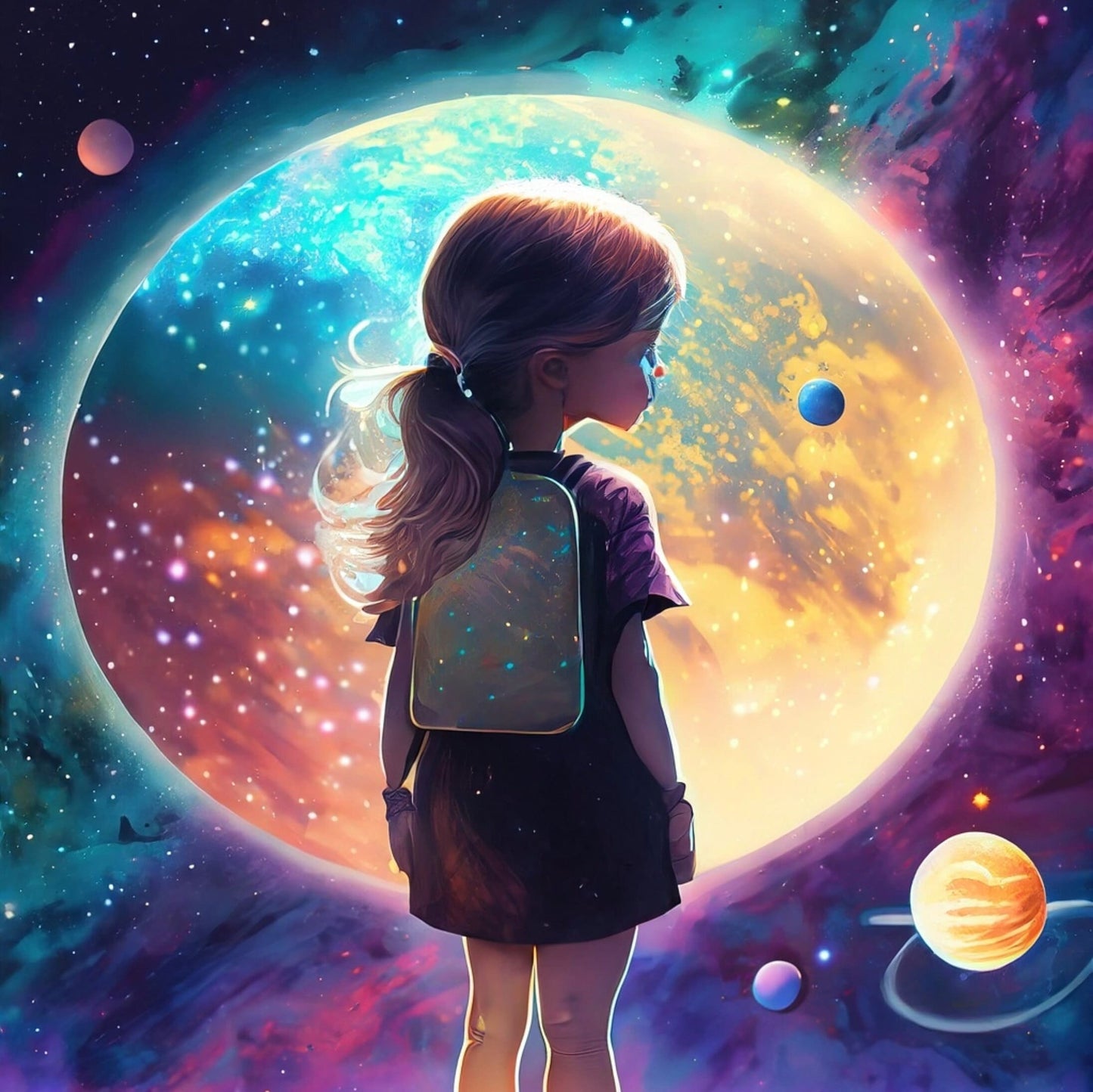 Large Decoupage Paper for Furniture - Rice Paper for Decoupage - Galactic Child - Decoupage Paper - Space Planets and Stars