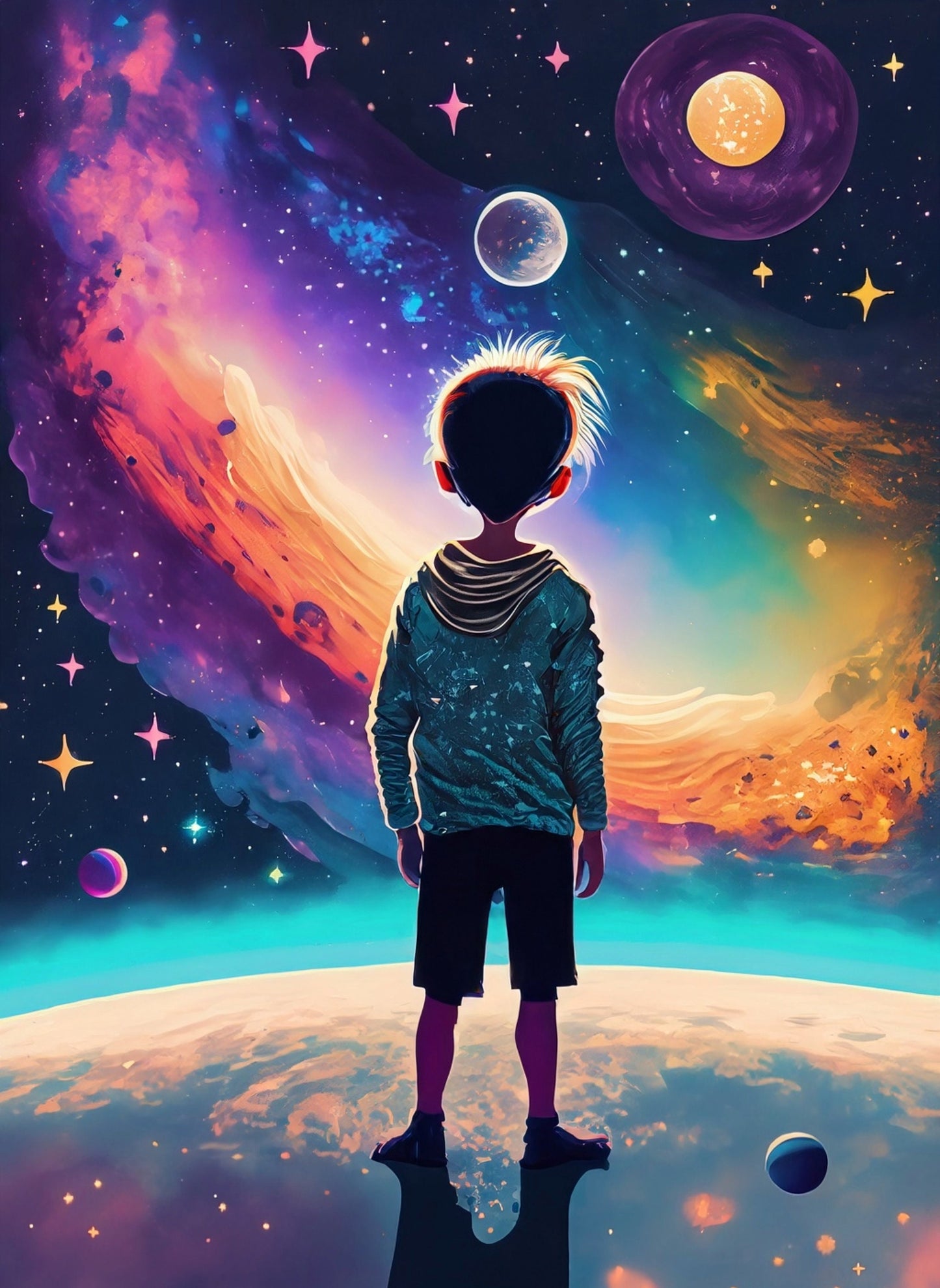 Large Decoupage Paper for Furniture - Rice Paper for Decoupage - Galactic Child - Decoupage Paper - Space Planets and Stars
