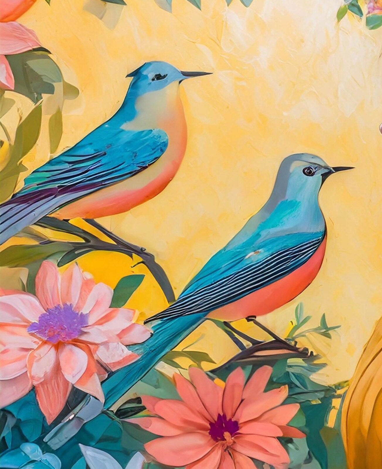 Large Decoupage Paper for Furniture - Rice Paper for Decoupage - Woman - Birds - Floral Decoupage Paper - Flowers