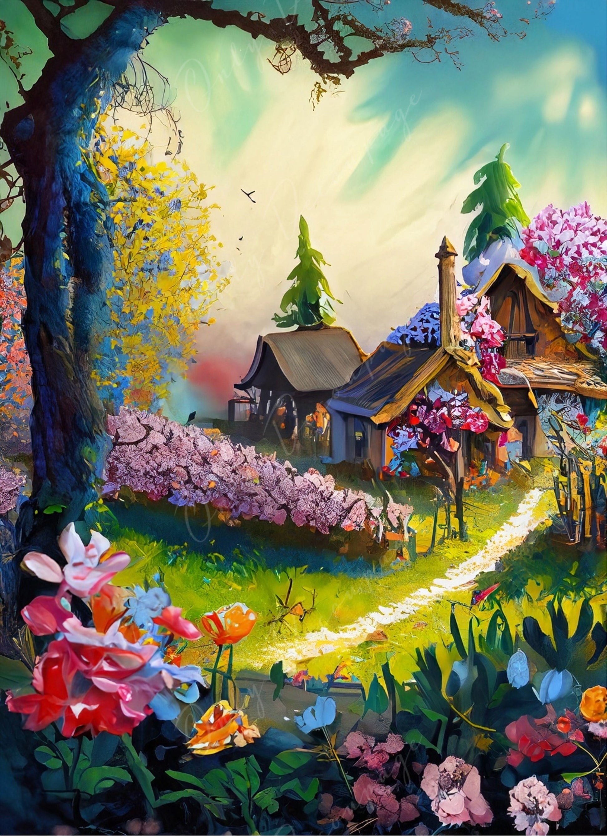 Decoupage Paper - Village - Rice Paper Decoupage - Farmhouse - Decoupage Paper for Furniture - Forrest
