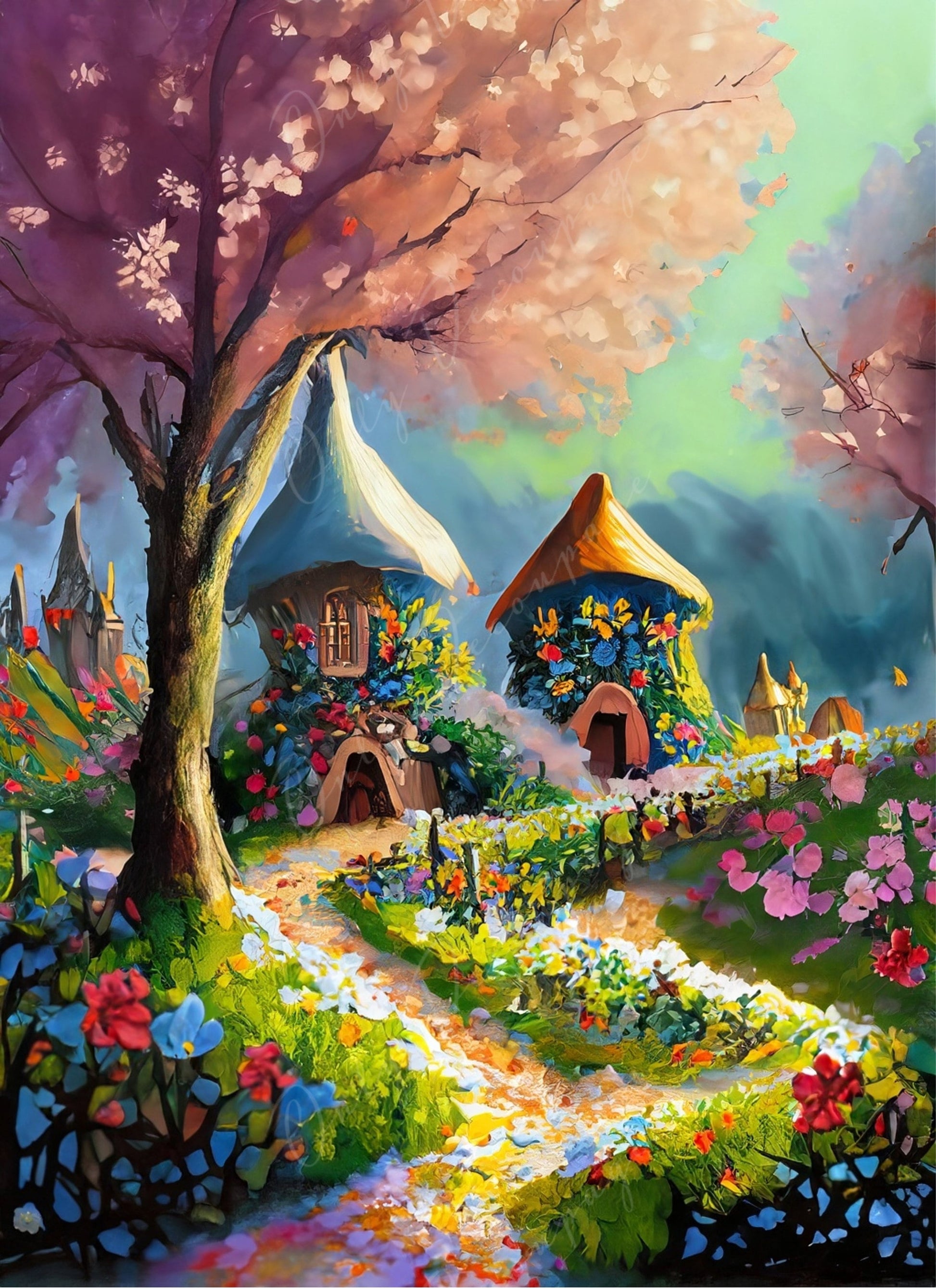 Decoupage Paper - Village - Rice Paper Decoupage - Farmhouse - Decoupage Paper for Furniture - Forrest