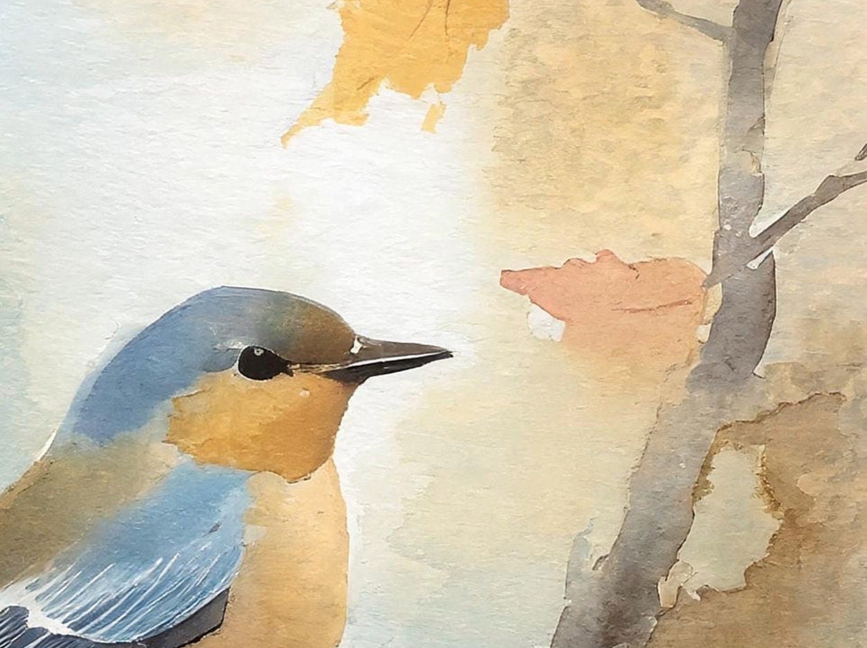 Large Decoupage Paper for Furniture - Rice Paper - Watercolor Autumn - Decoupage Paper - Bird Decoupage