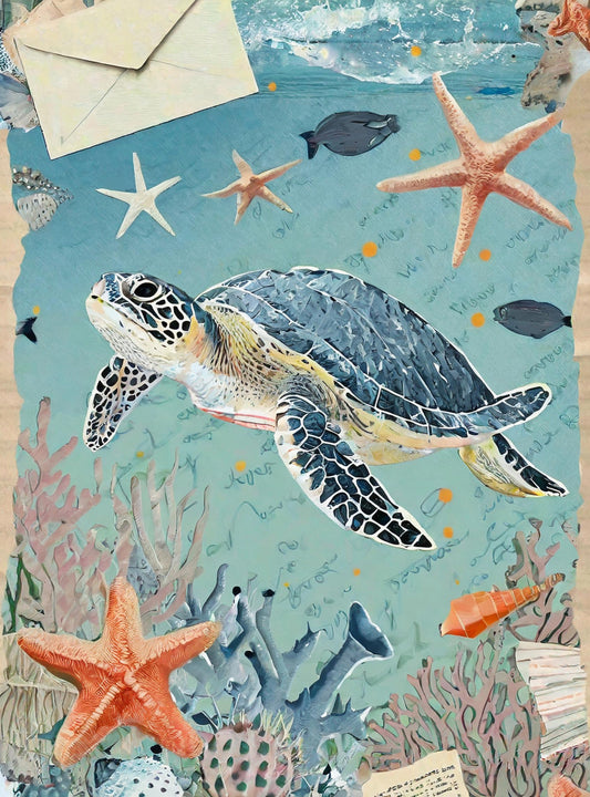 sea star turtle decoupage