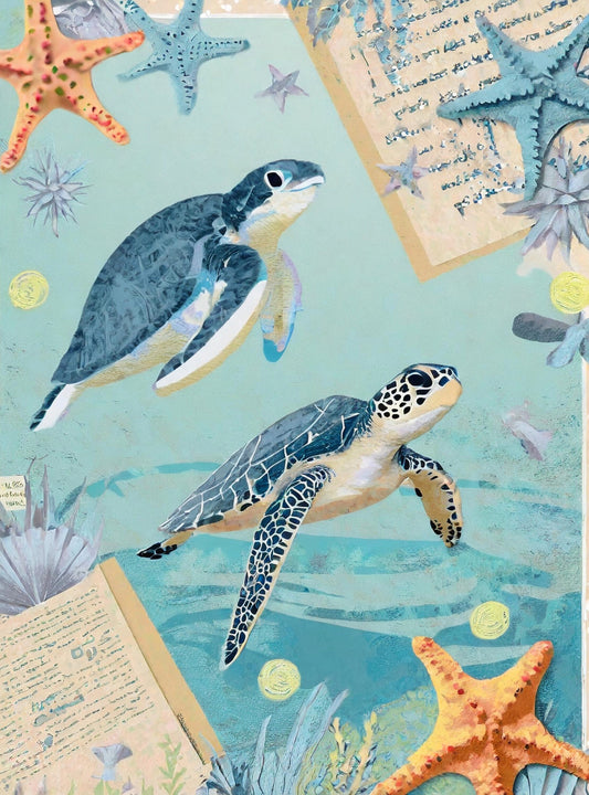 Marine Life - Large Decoupage Paper for Furniture - Rice Paper - Decoupage Paper - Sea Turtle - Star