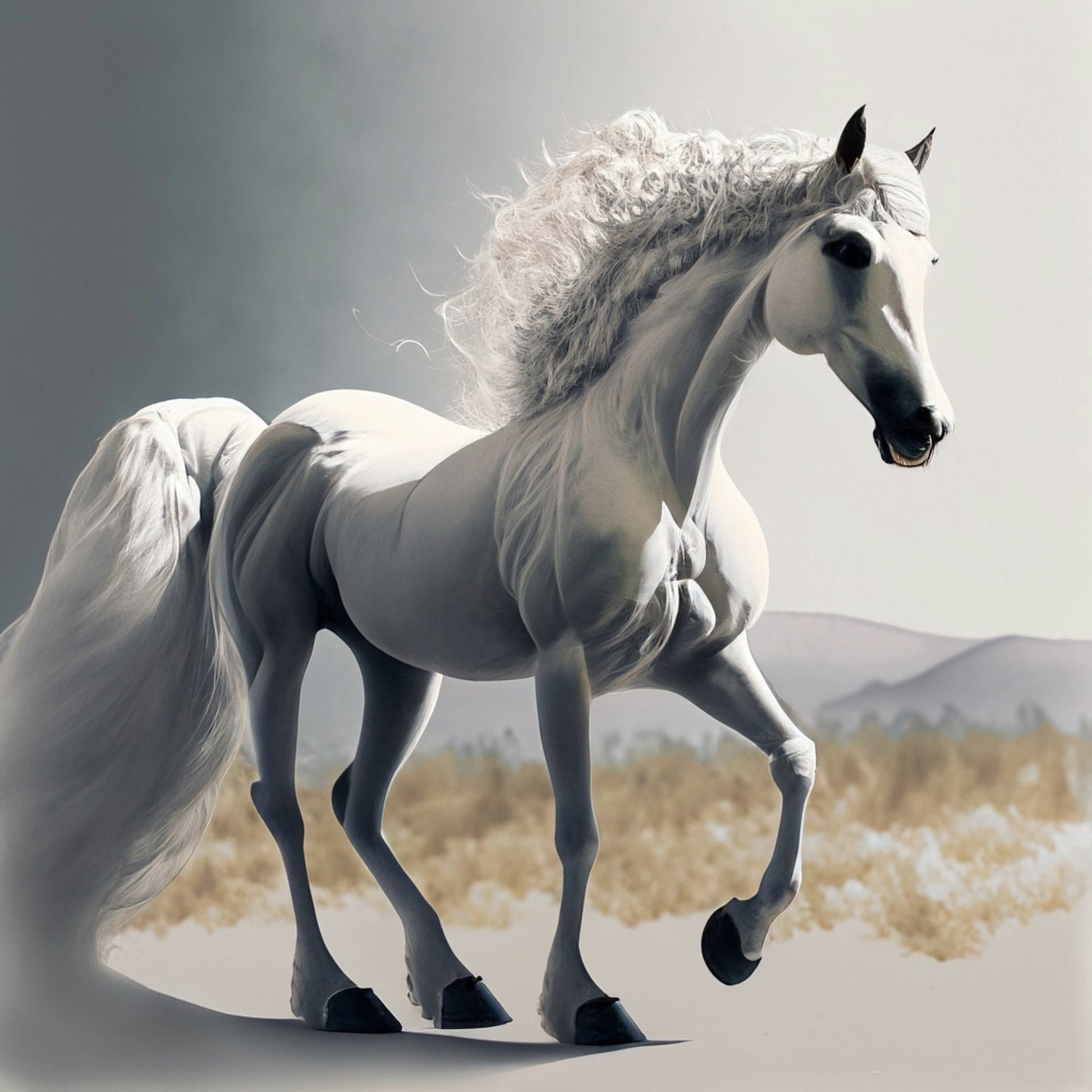 white horse decoupage paper