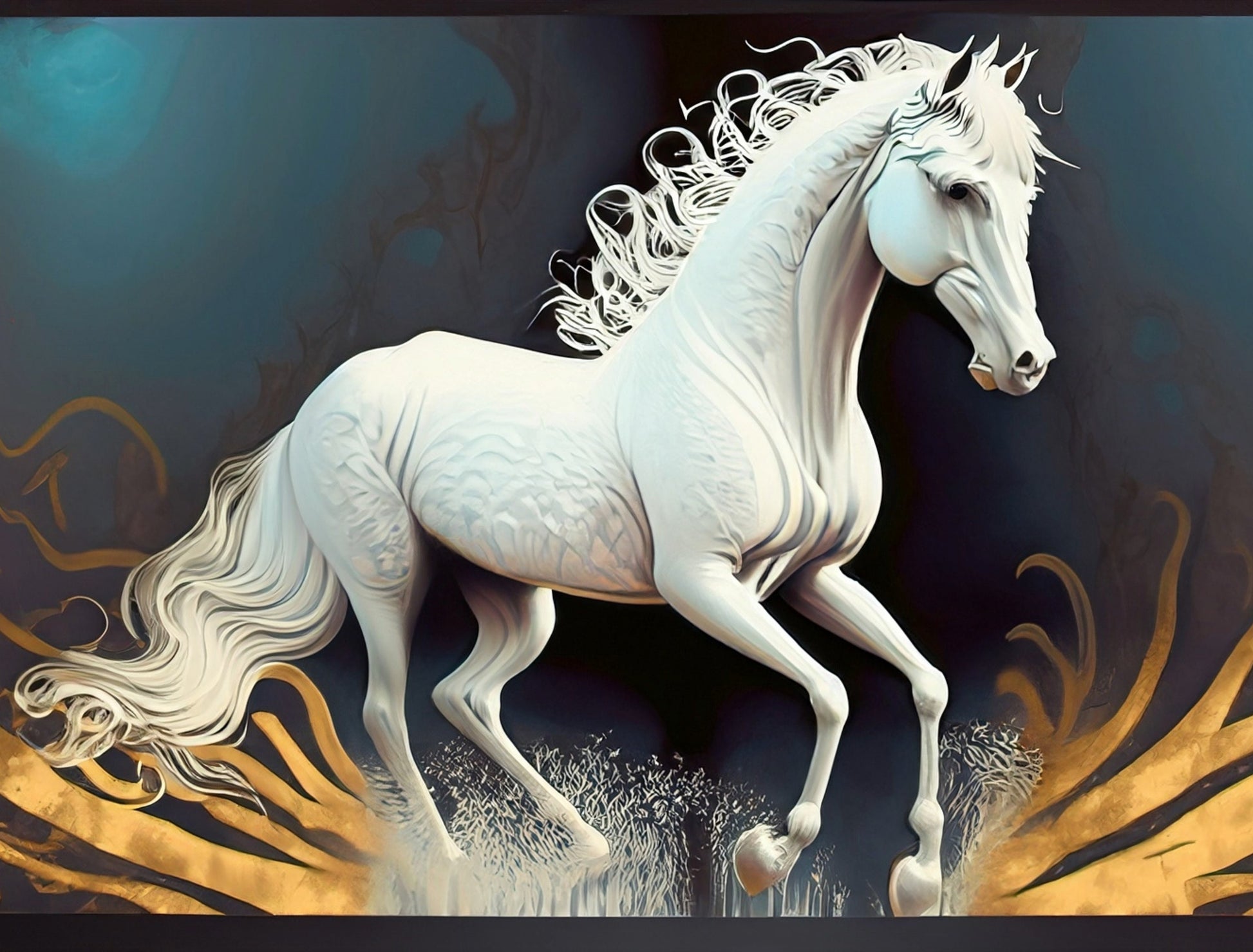 White Horse - Large Decoupage Paper for Furniture - Rice Paper - Decoupage Paper - Galloper