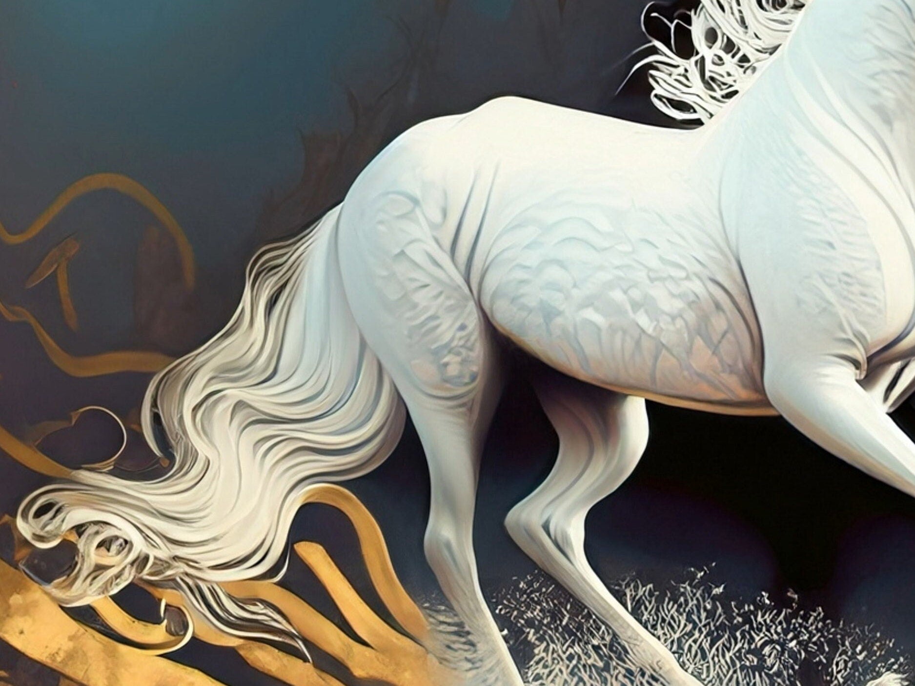 White Horse - Large Decoupage Paper for Furniture - Rice Paper - Decoupage Paper - Galloper