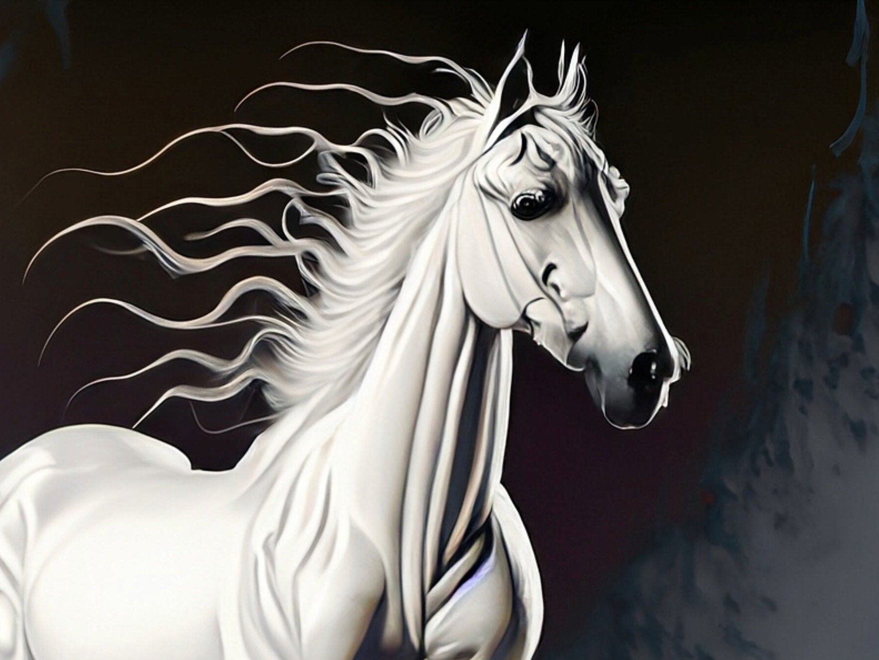 White Horse - Large Decoupage Paper for Furniture - Rice Paper - Decoupage Paper - Galloper