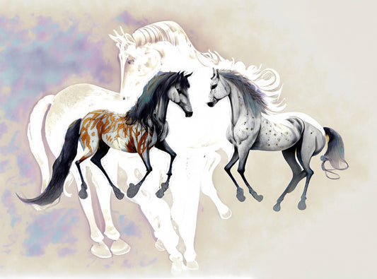 White Horses - Large Decoupage Paper for Furniture - Rice Paper - Decoupage Paper - Galloper