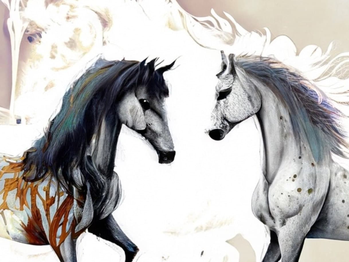 White Horses - Large Decoupage Paper for Furniture - Rice Paper - Decoupage Paper - Galloper