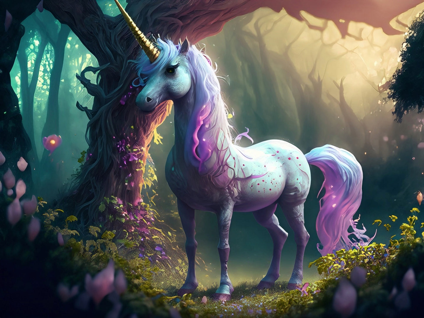 Unicorn - Large Decoupage Paper for Furniture - Rice Paper - Decoupage Paper - Cyberpunk Horse