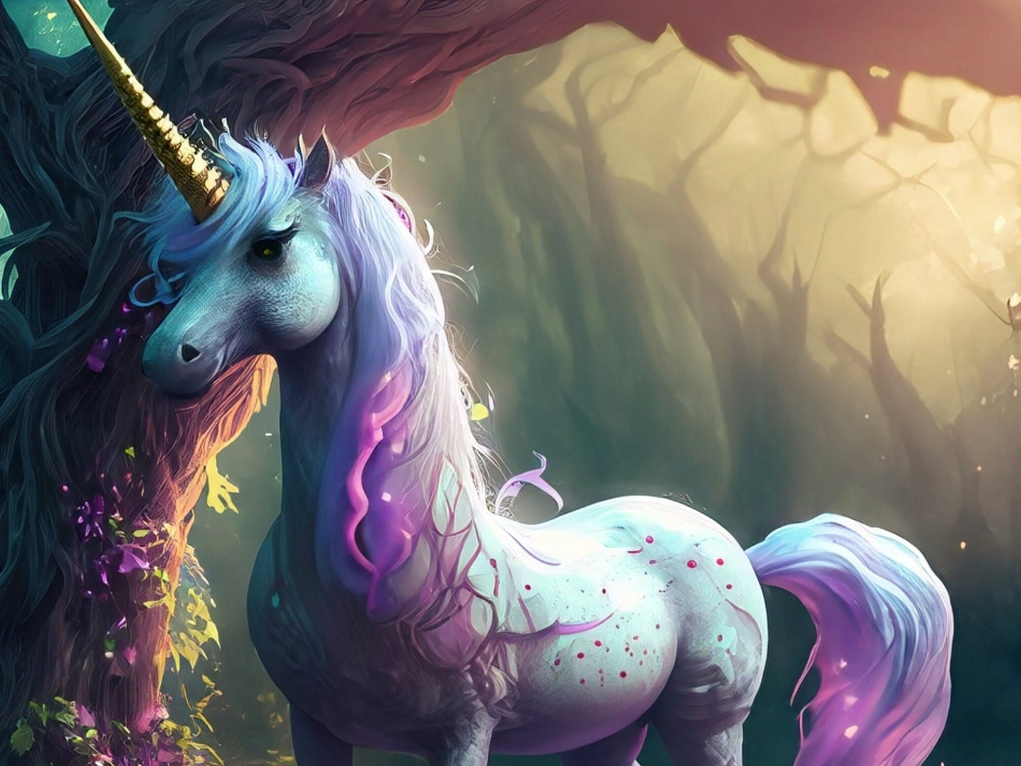 Unicorn - Large Decoupage Paper for Furniture - Rice Paper - Decoupage Paper - Cyberpunk Horse
