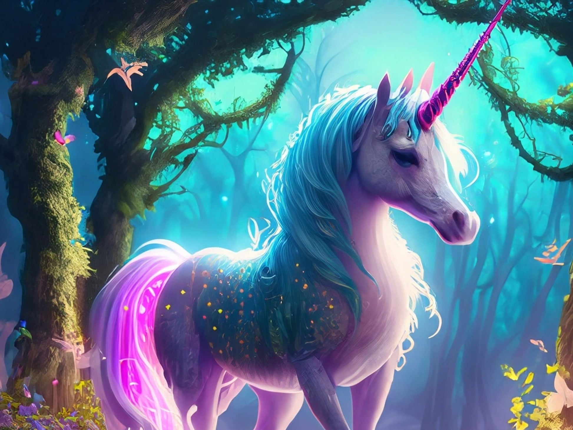 Unicorn - Large Decoupage Paper for Furniture - Rice Paper - Decoupage Paper - Cyberpunk Horse