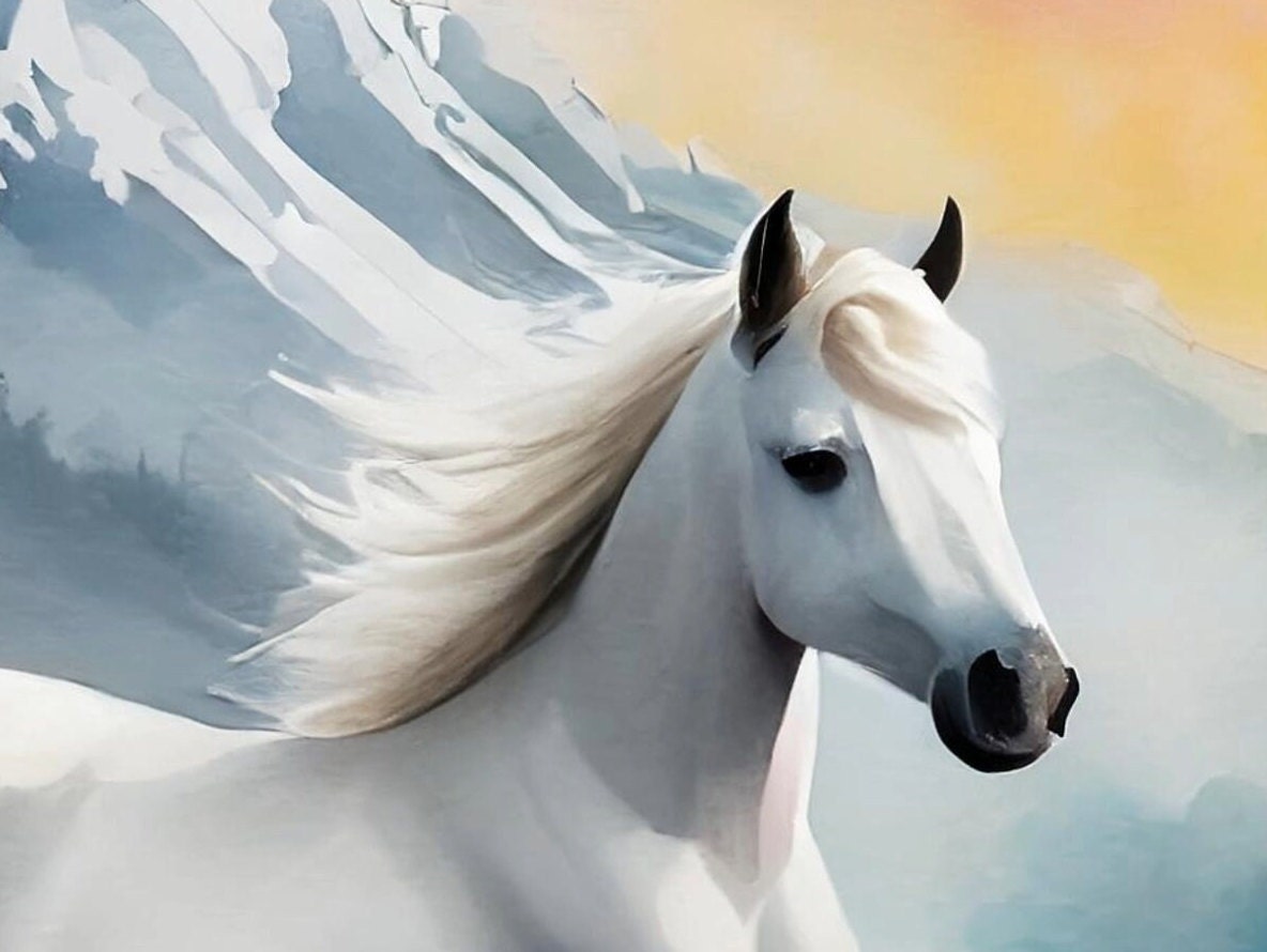 White Horse - Large Decoupage Paper for Furniture - Rice Paper - Decoupage Paper - Galloper