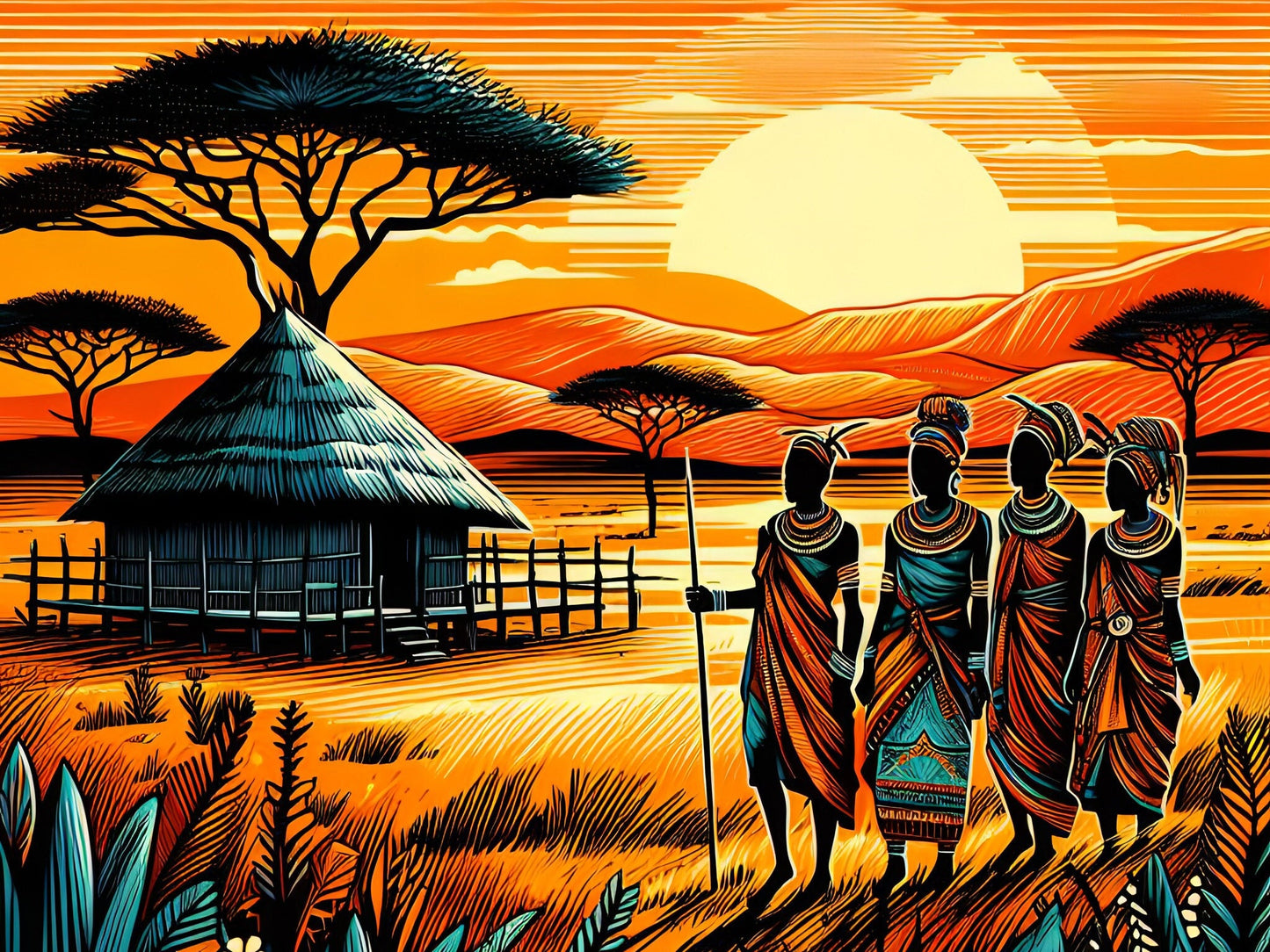 African Tribe - Decoupage Paper for Furniture - Rice Paper Decoupage - Large Decoupage Paper - Sun