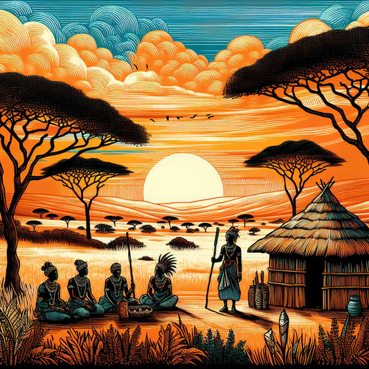 African Tribe - Decoupage Paper for Furniture - Rice Paper Decoupage - Large Decoupage Paper - Sun Elephant Birds Nature